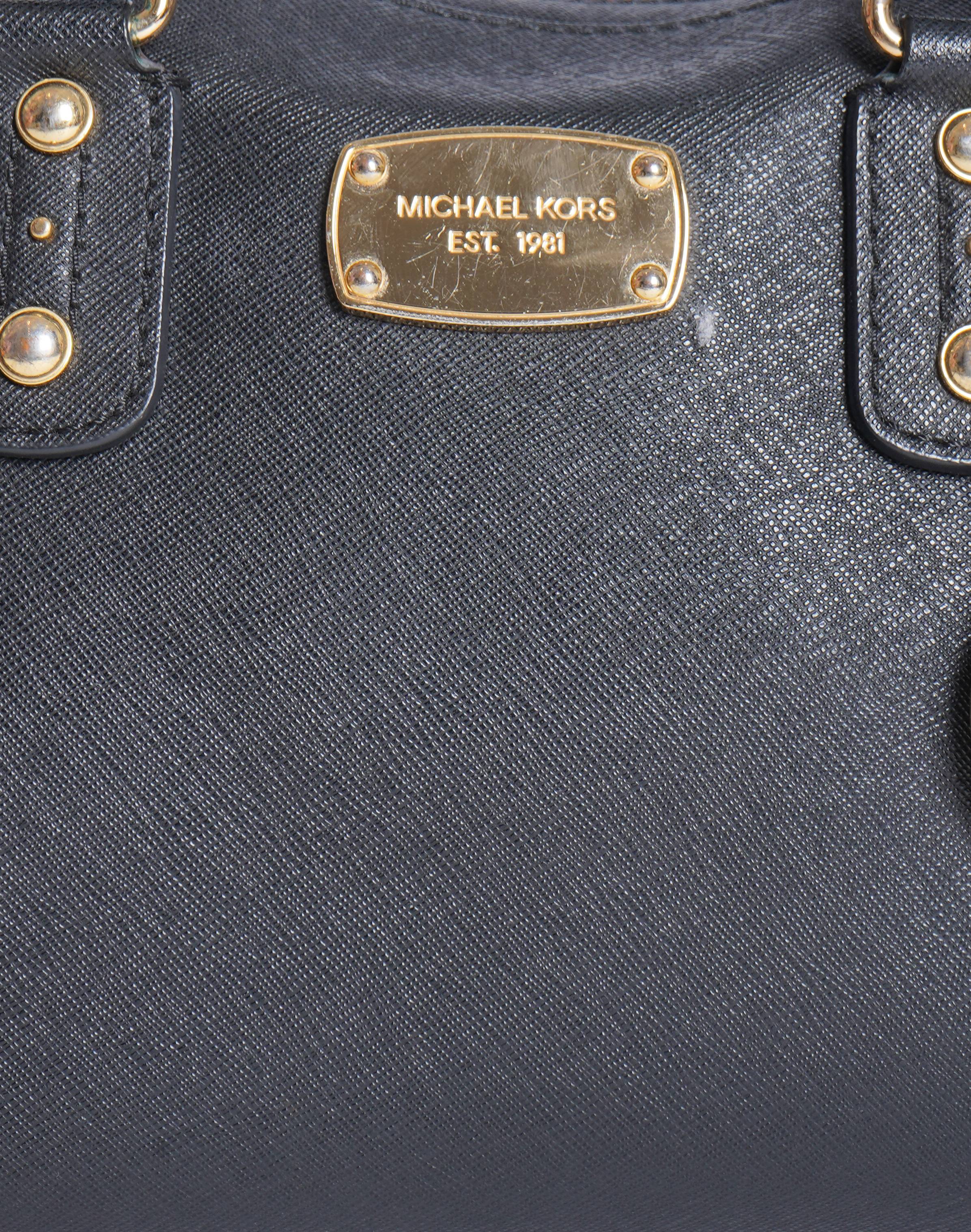 Michael Kors Leather Domed Dual Handle Bag In Black