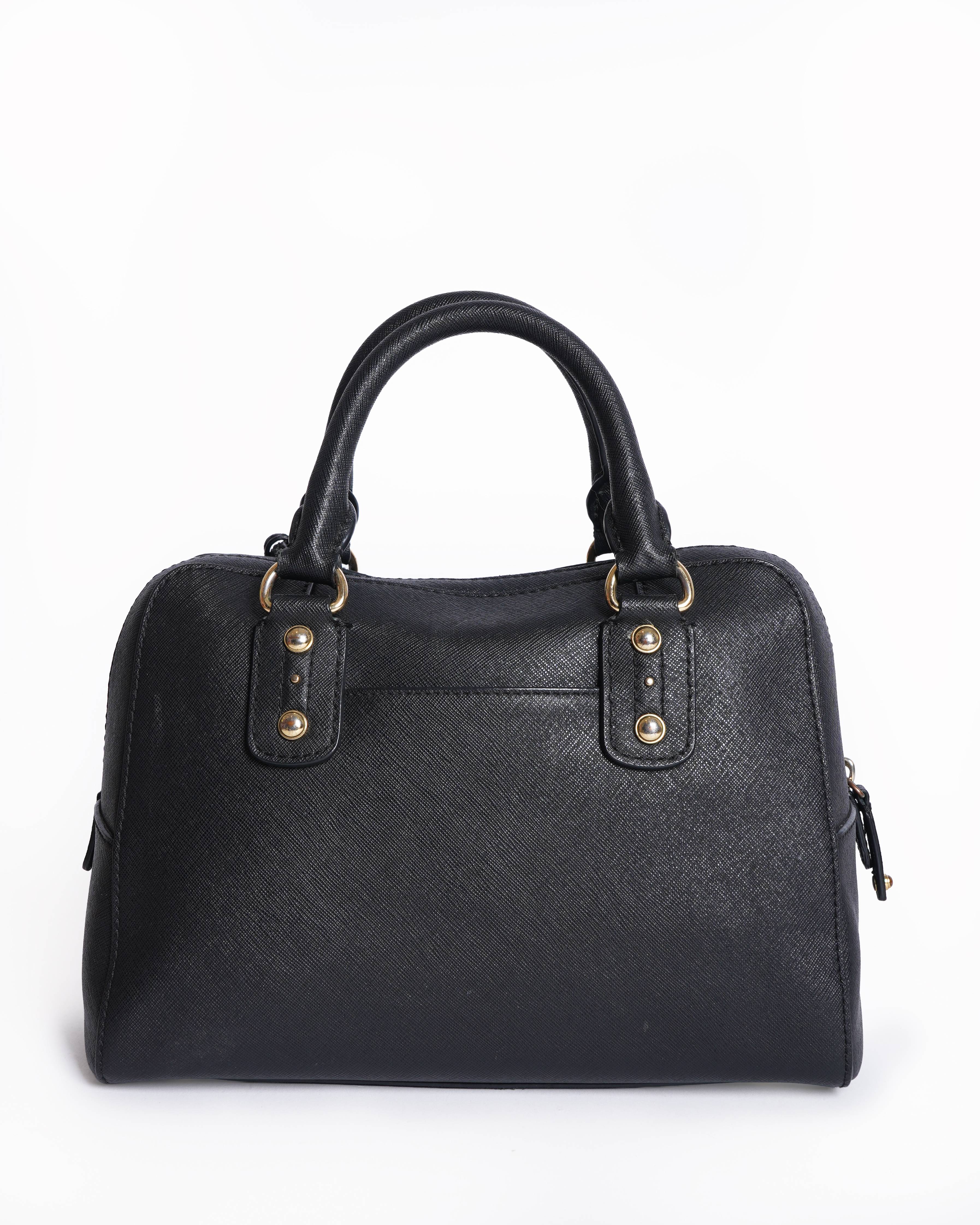 Michael Kors Leather Domed Dual Handle Bag In Black