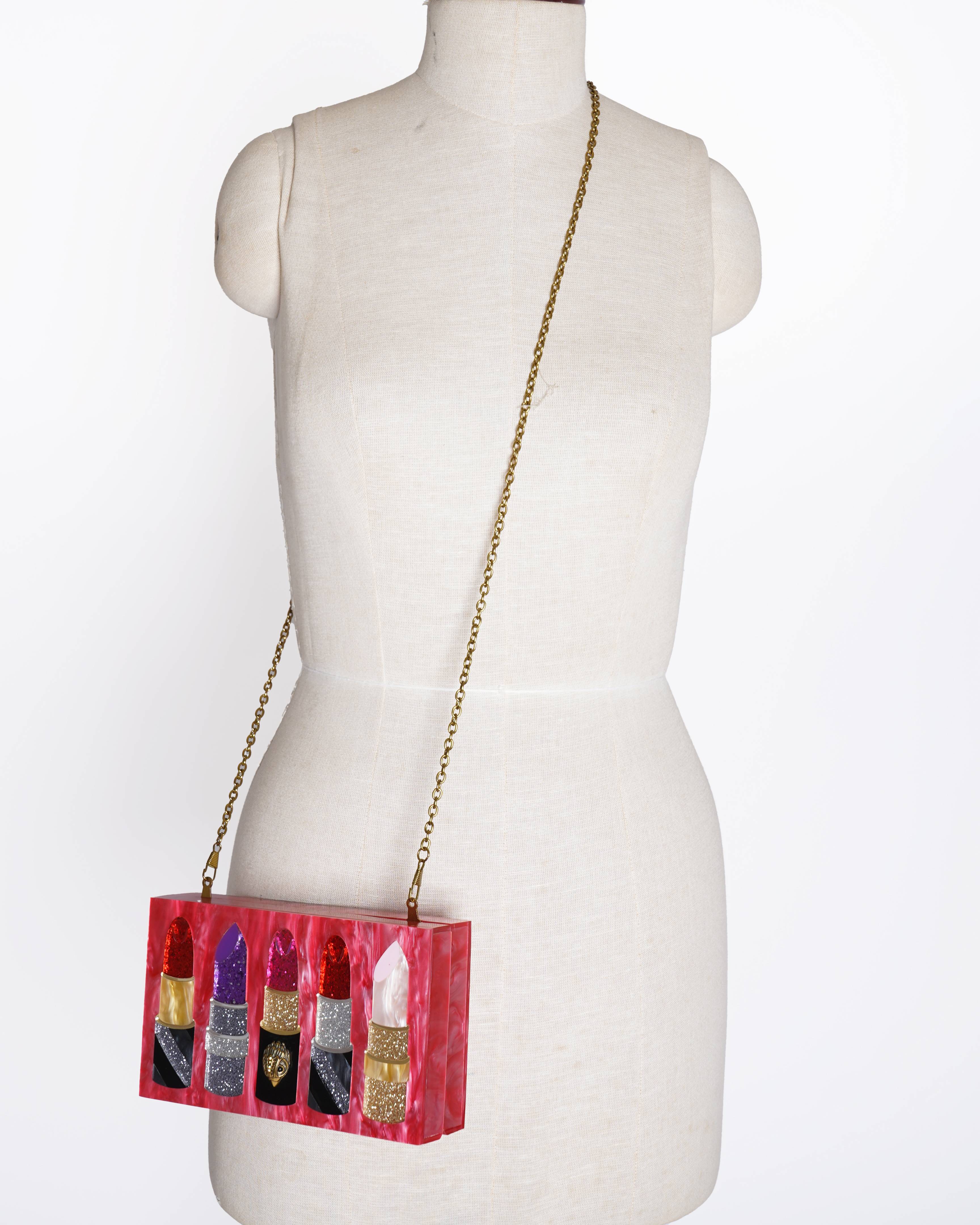 New Kurt Geiger Kensington Lipstick Graphic Acrylic Clutch Bag