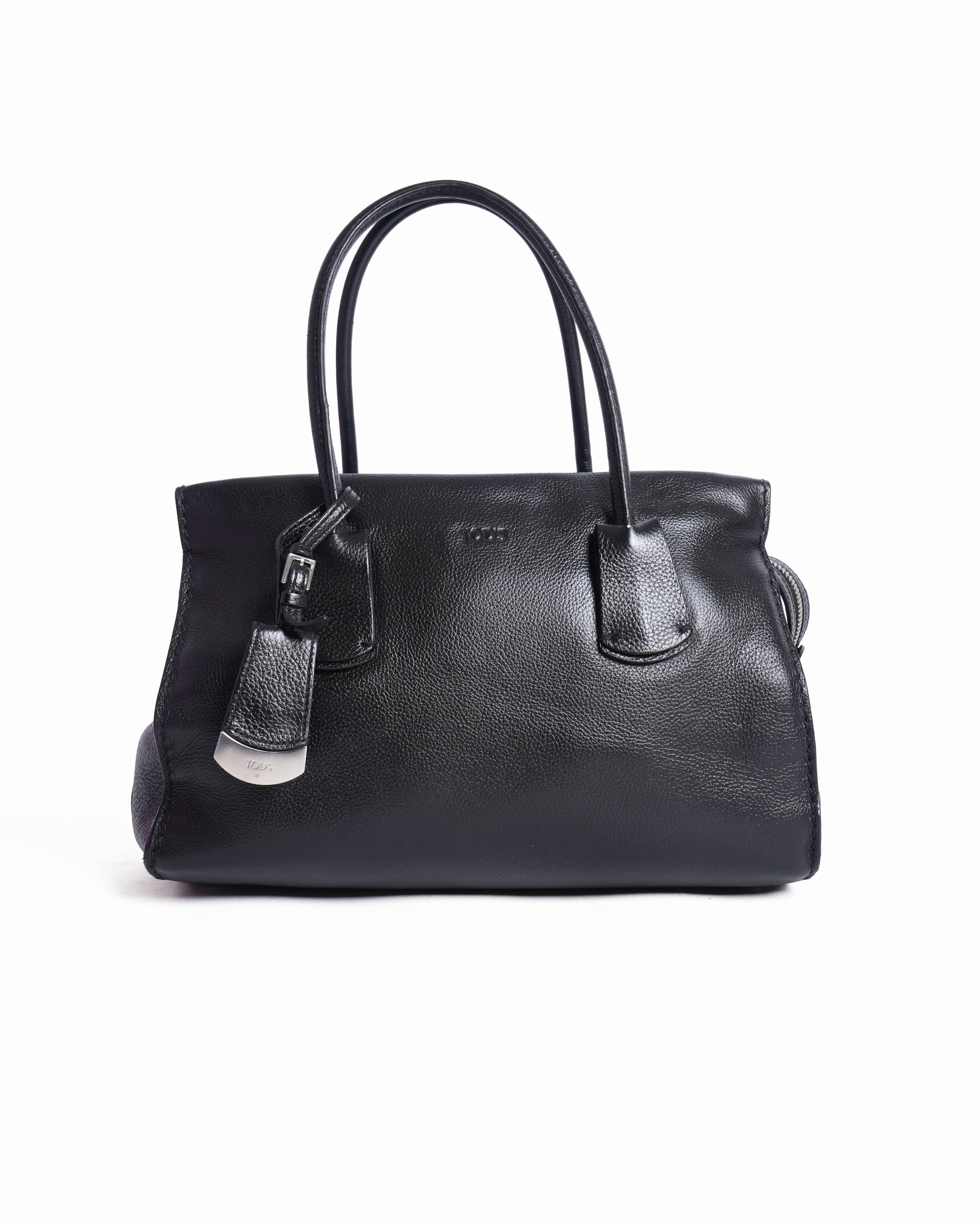 Tod's Black Pebbled Leather Tote
