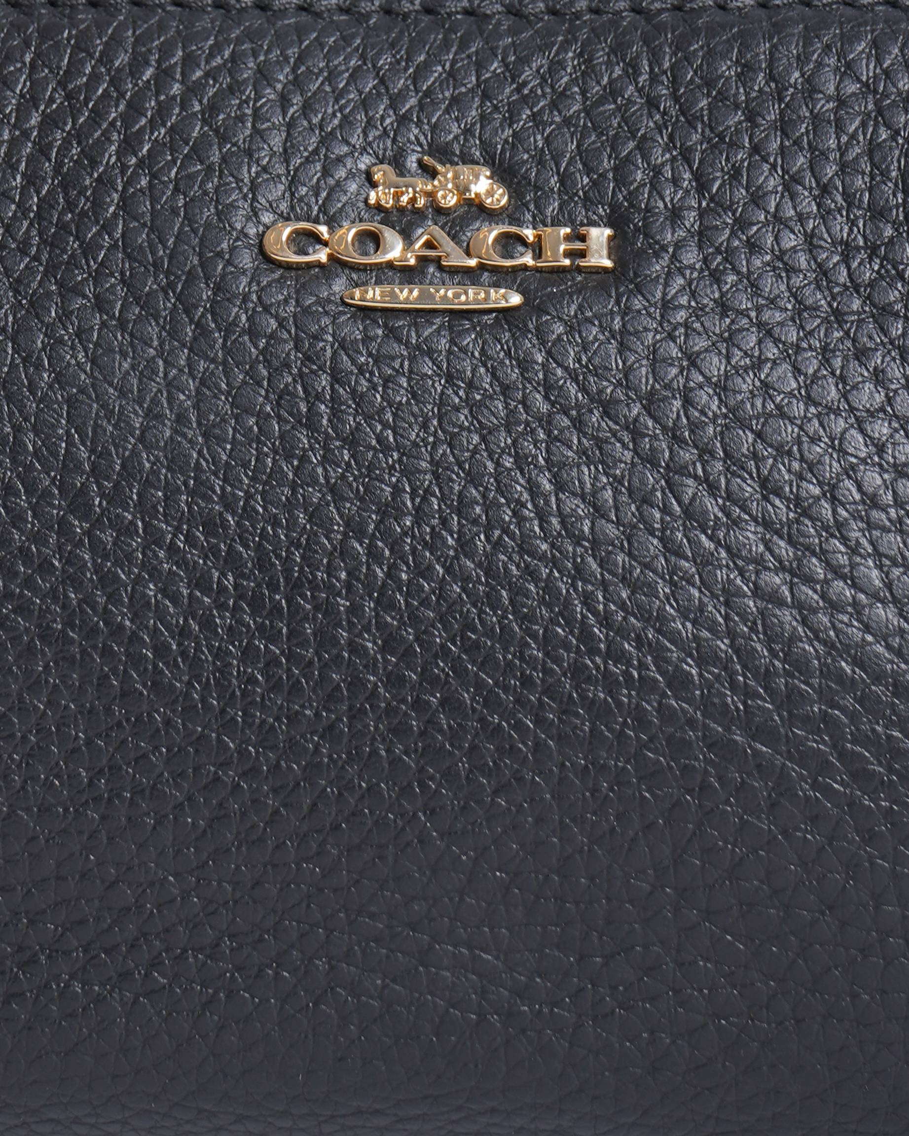 Coach Black Pebbled Leather Chain Shoulder Bag - My Almari