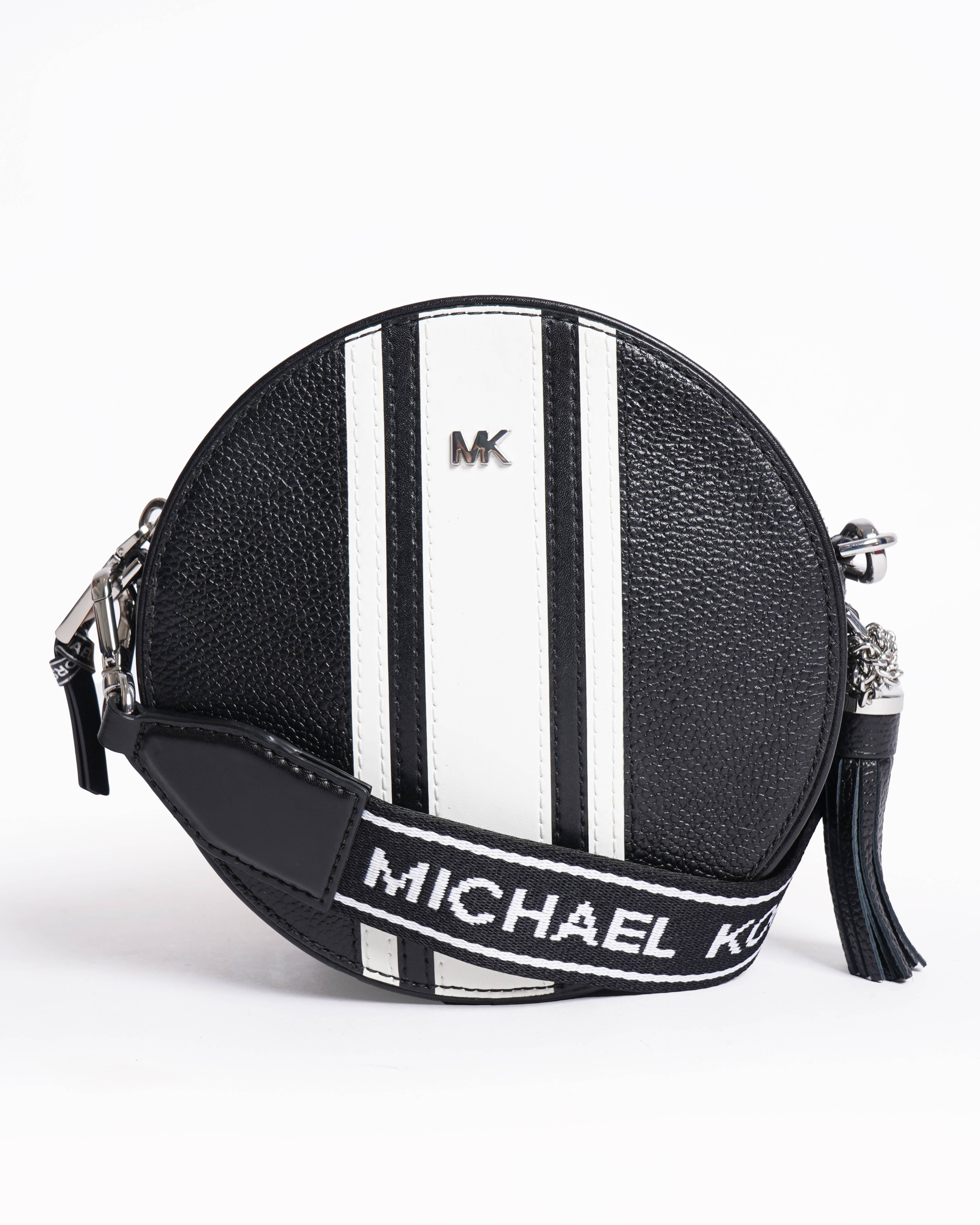 Michael Kors Logo Tape Pebbled Leather Canteen Crossbody Bag