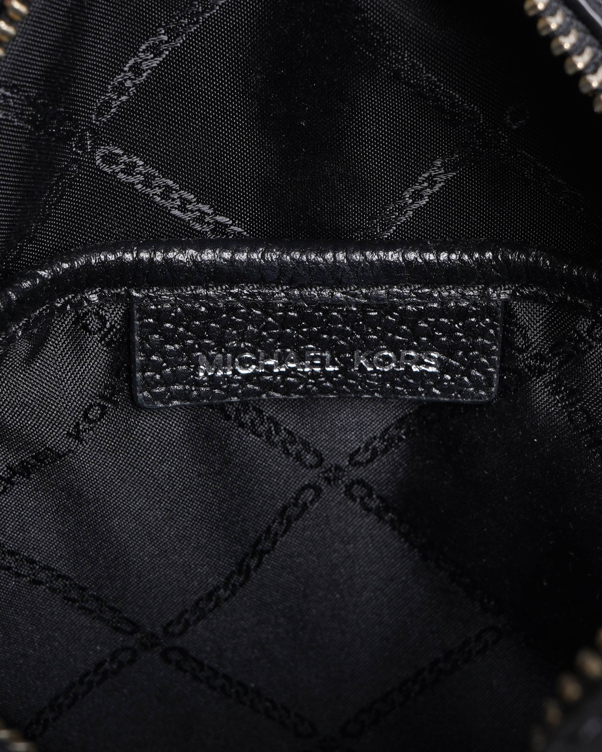 Michael Kors Logo Tape Pebbled Leather Canteen Crossbody Bag