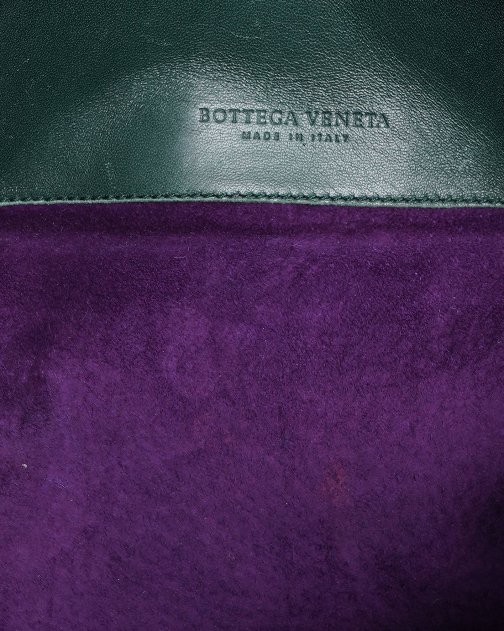 Bottega Veneta Green Intrecciato Leather Roma Tote Bag