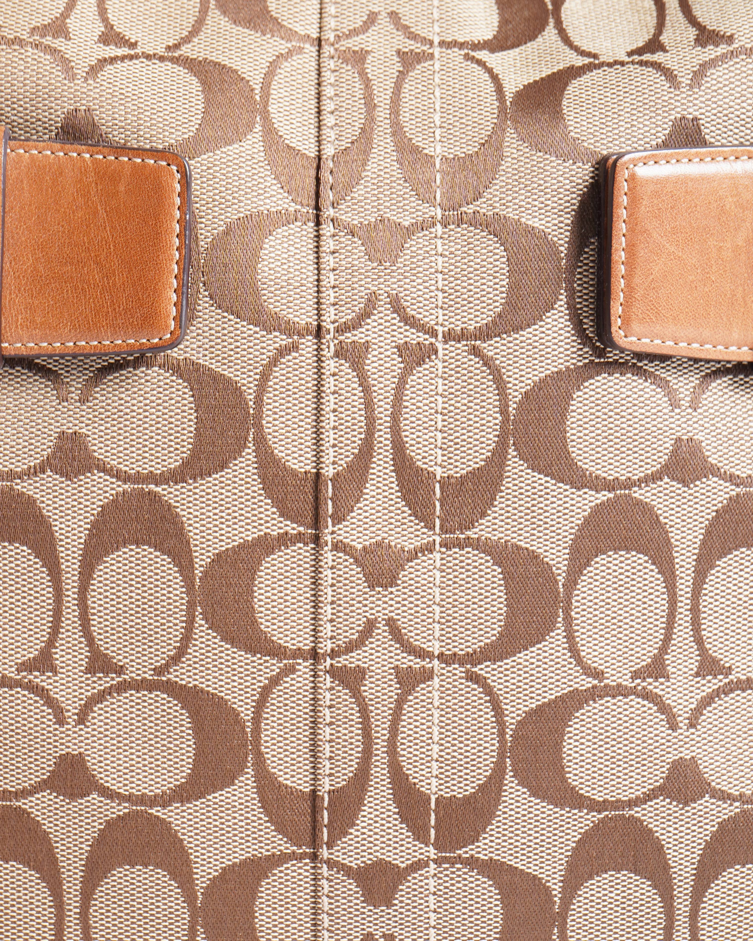 Coach Monogram Shoulder Bag In Canvas & Leather