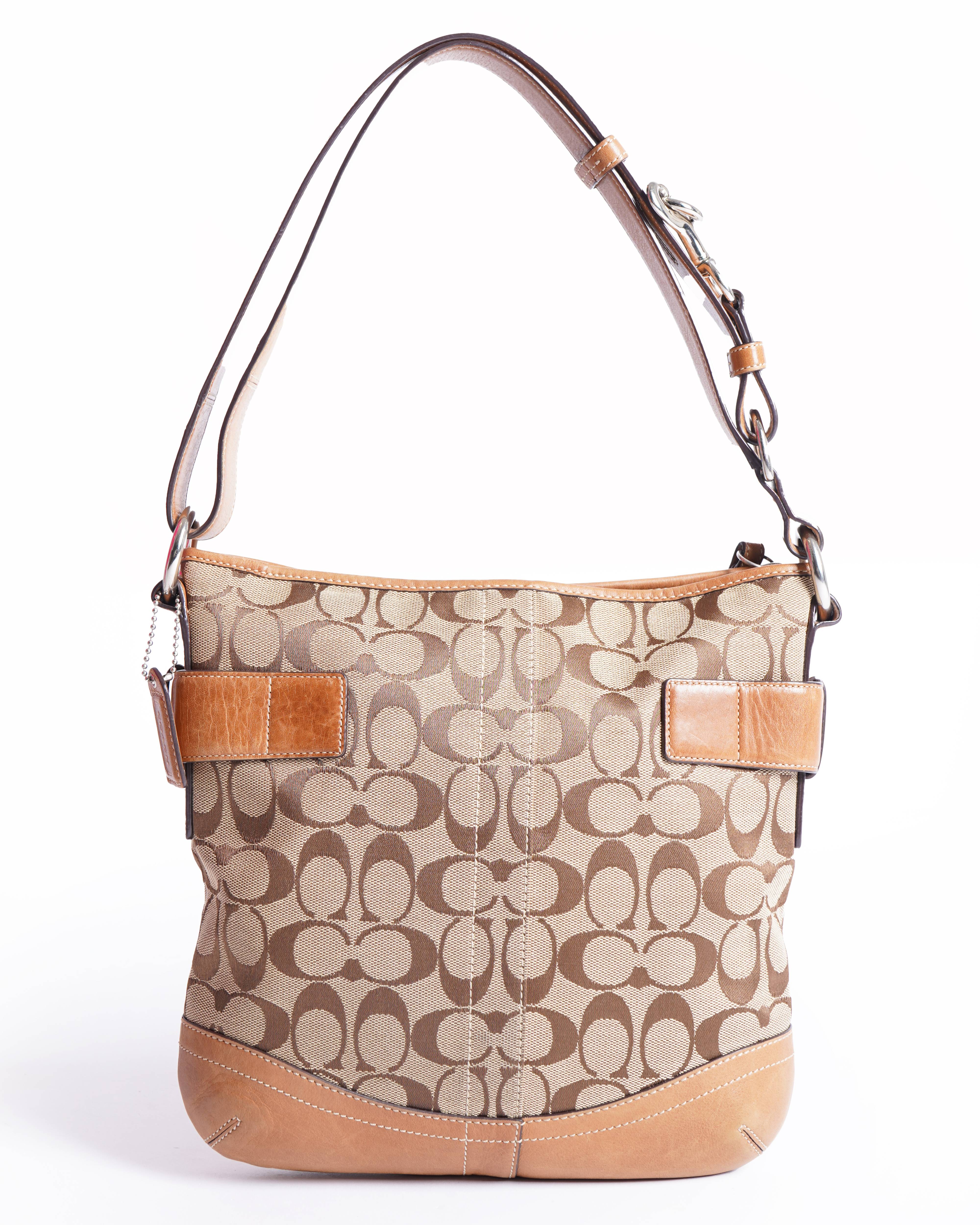 Coach Monogram Shoulder Bag In Canvas & Leather
