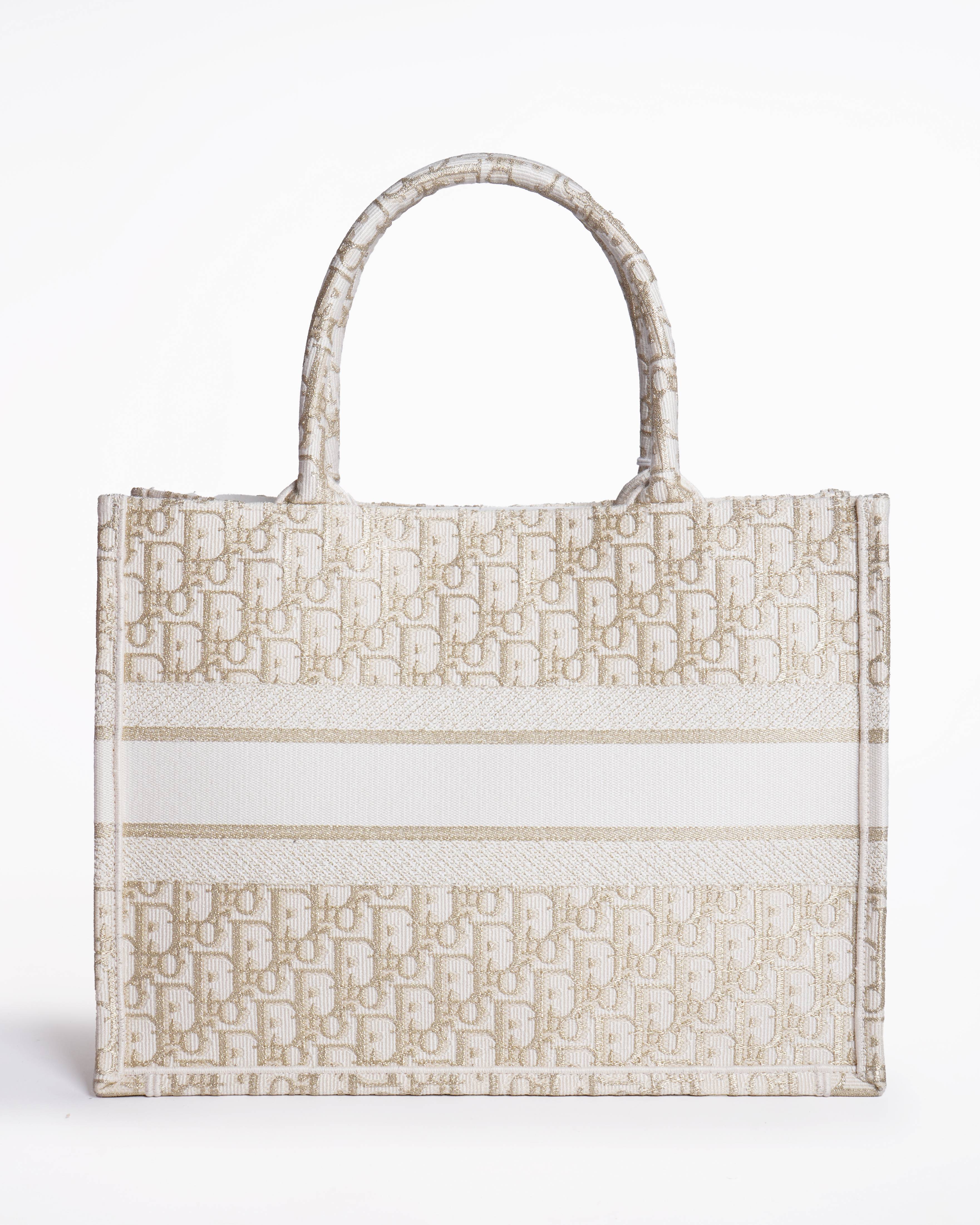 New Christian Dior Medium Book Tote In White