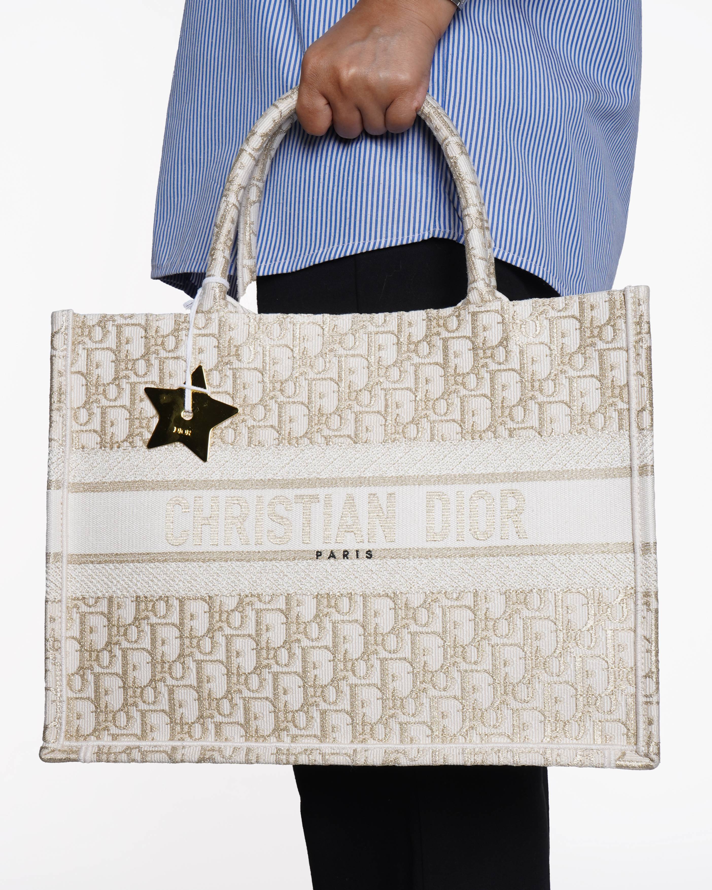 New Christian Dior Medium Book Tote In White