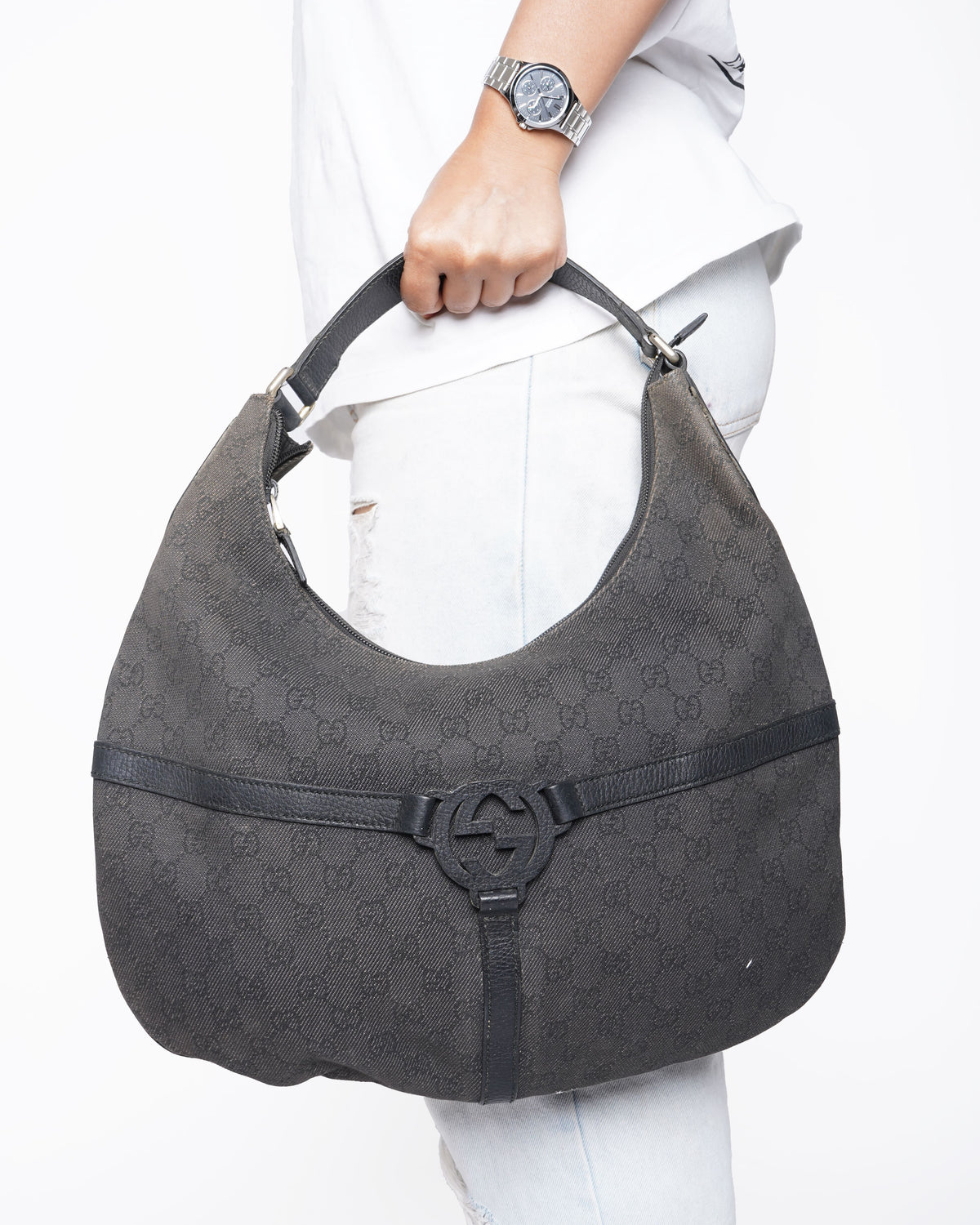 Gucci GG Canvas & Leather Shoulder Bag