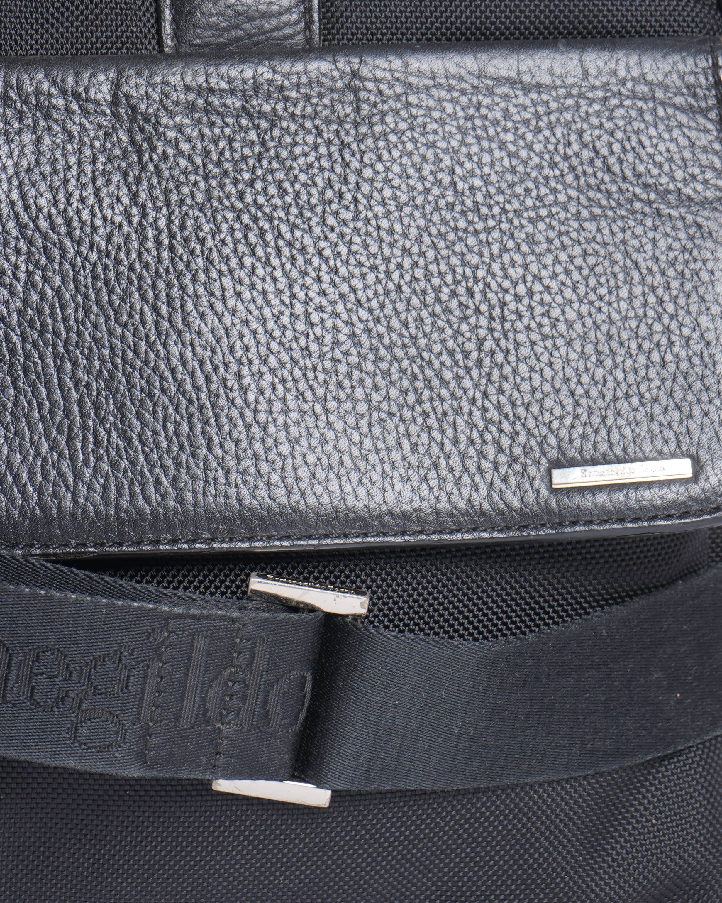 Ermenegildo Zegna Black Nylon & Leather Briefcase Bag