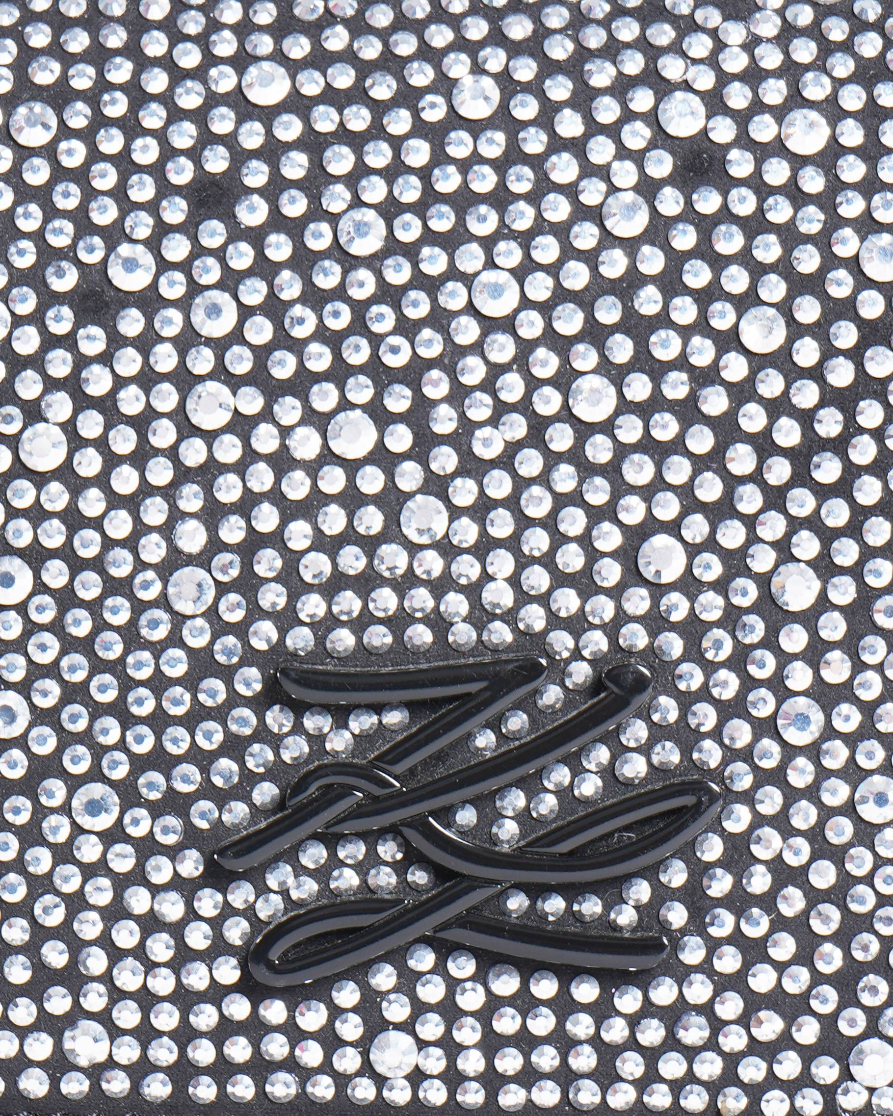 New Karl Lagerfeld Black K Soiree Rhinestone Clutch Bag