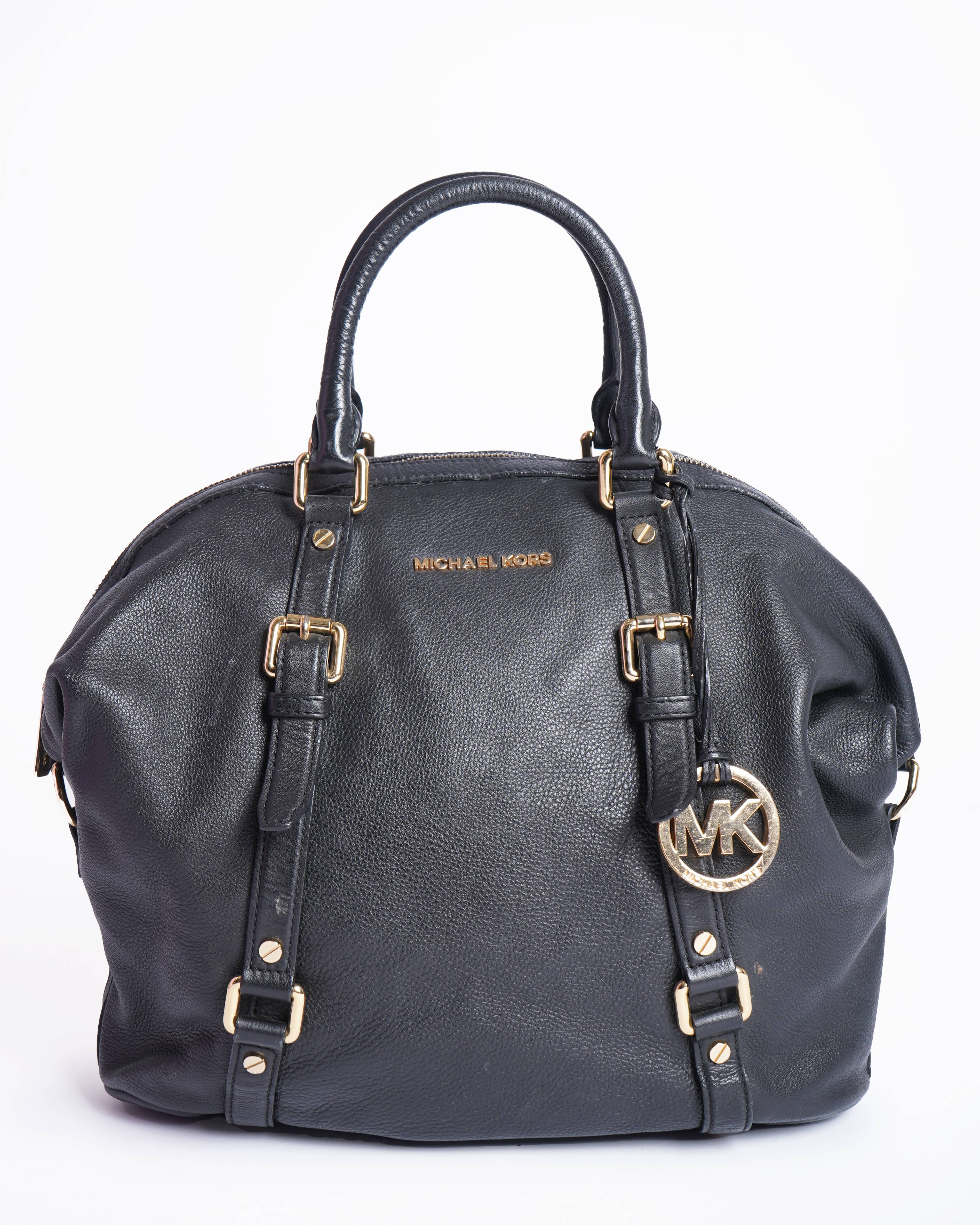 Michael Kors Black Grained Leather Bedford Legacy Satchel