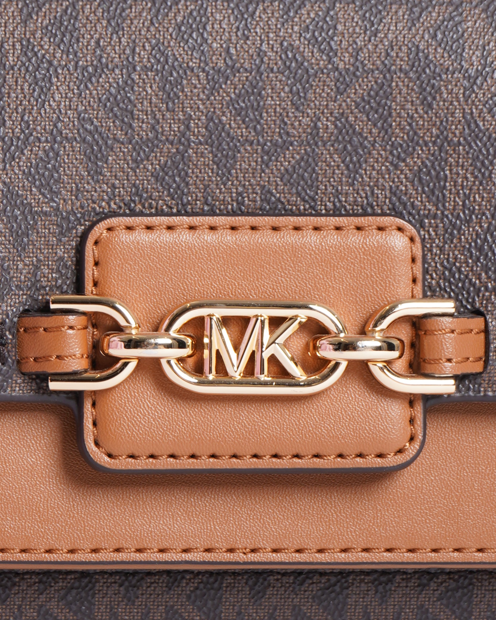 New Michael Kors Ginny Medium Logo Brown Coated Canvas Crossbody Bag