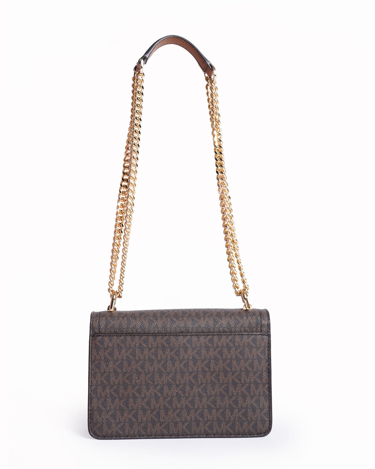 New Michael Kors Ginny Medium Logo Brown Coated Canvas Crossbody Bag