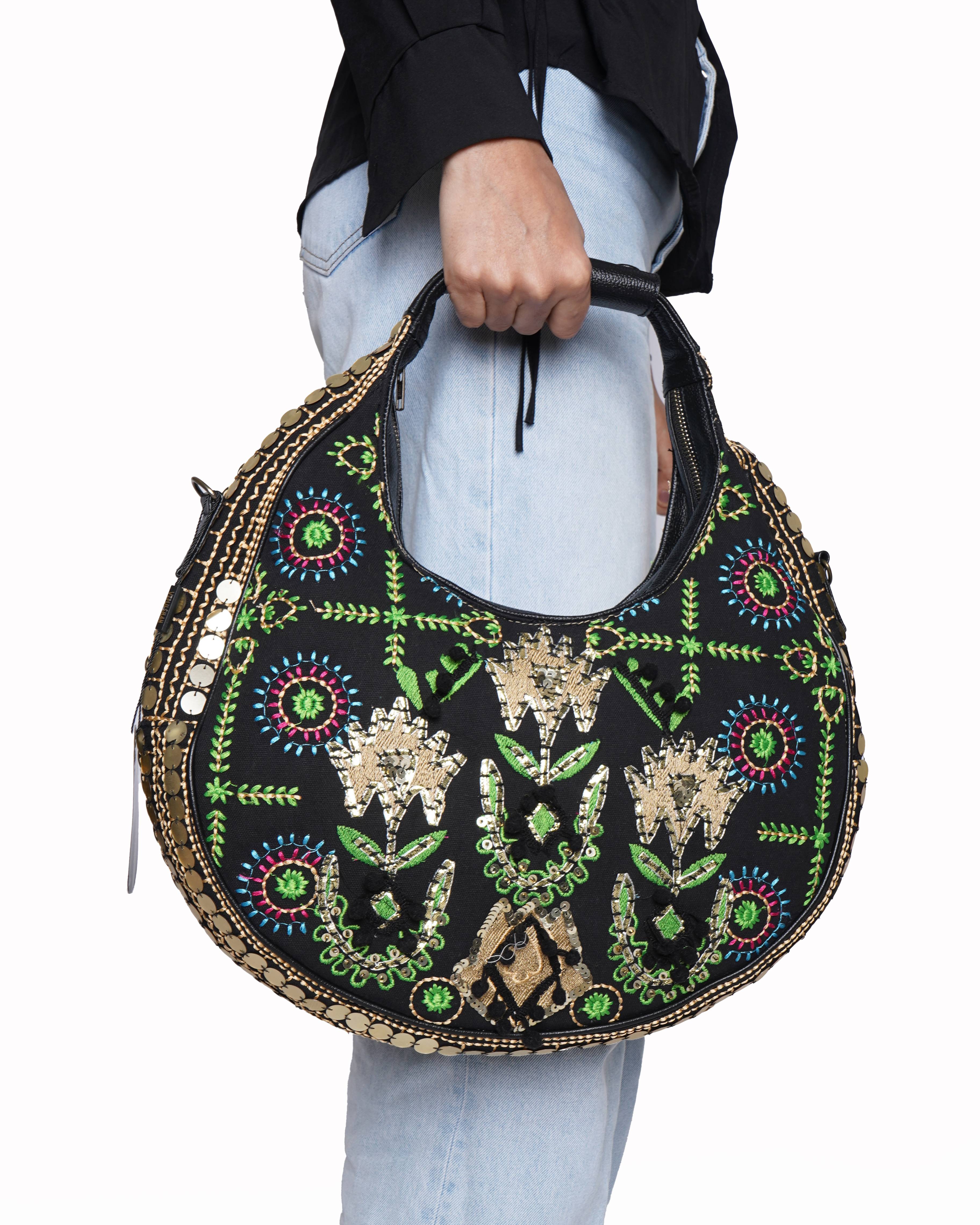 New Vipul shah Afia Multicolour Embroidered Tote Bag