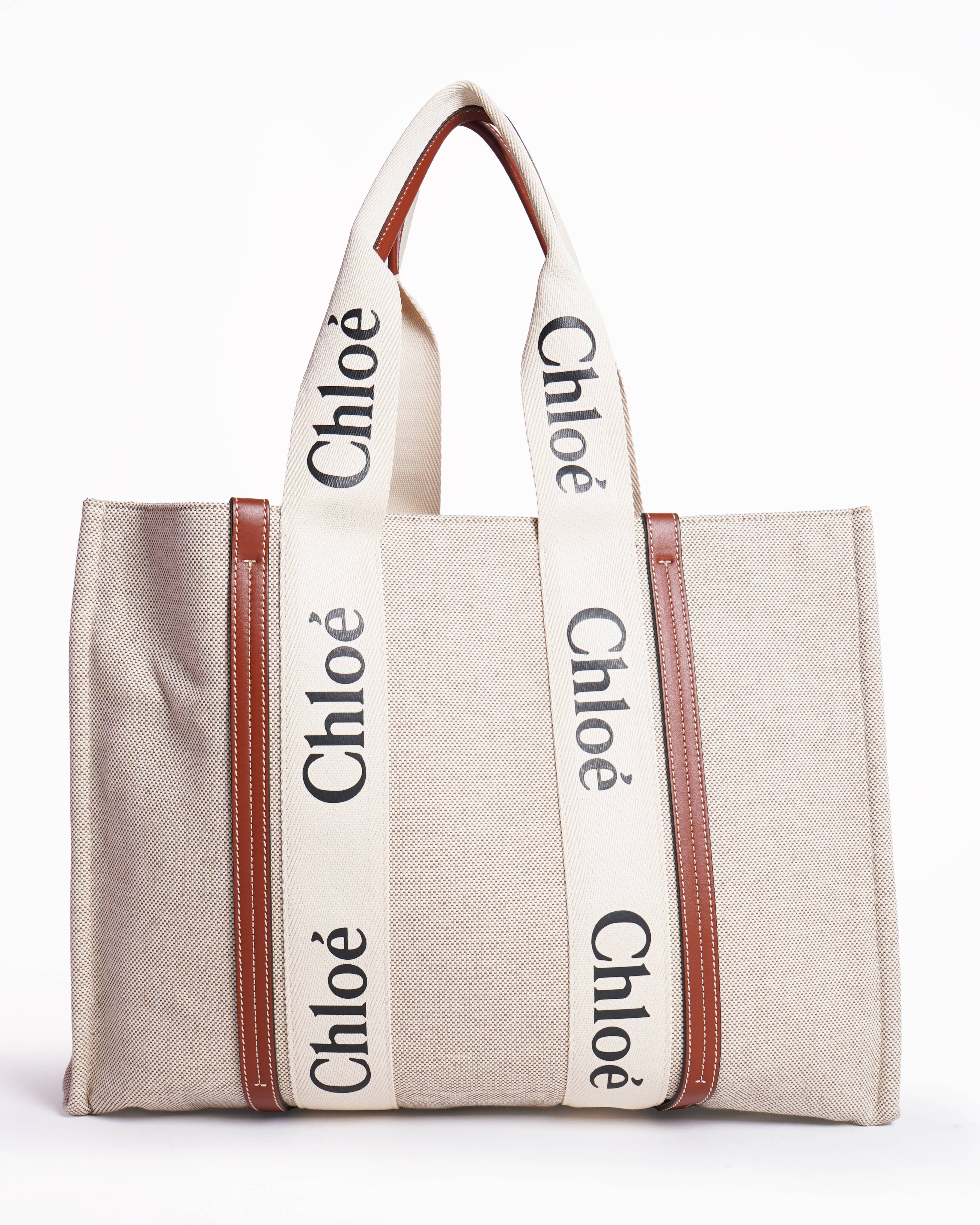 Chloé woody large canvas tote bag