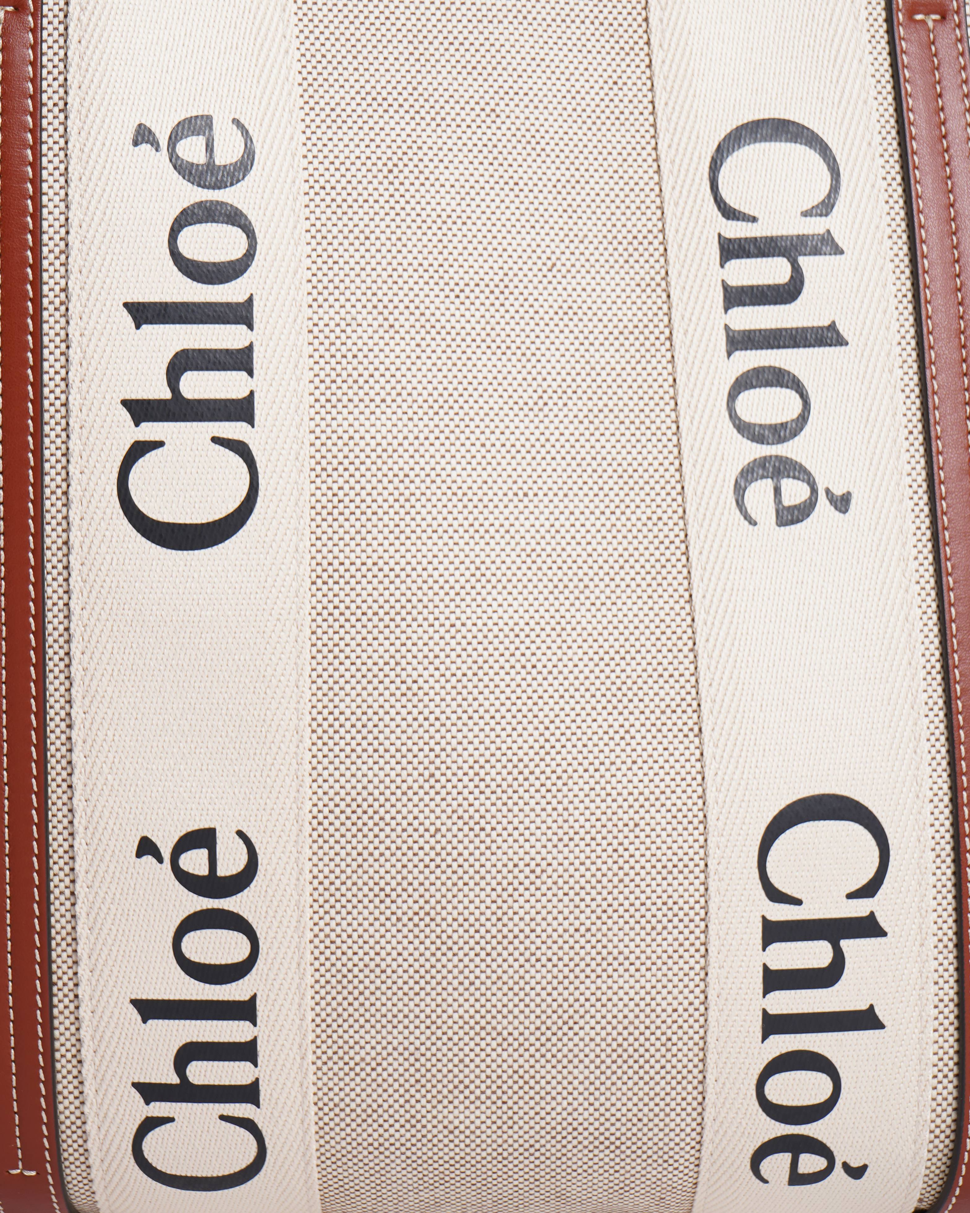 Chloé woody large canvas tote bag