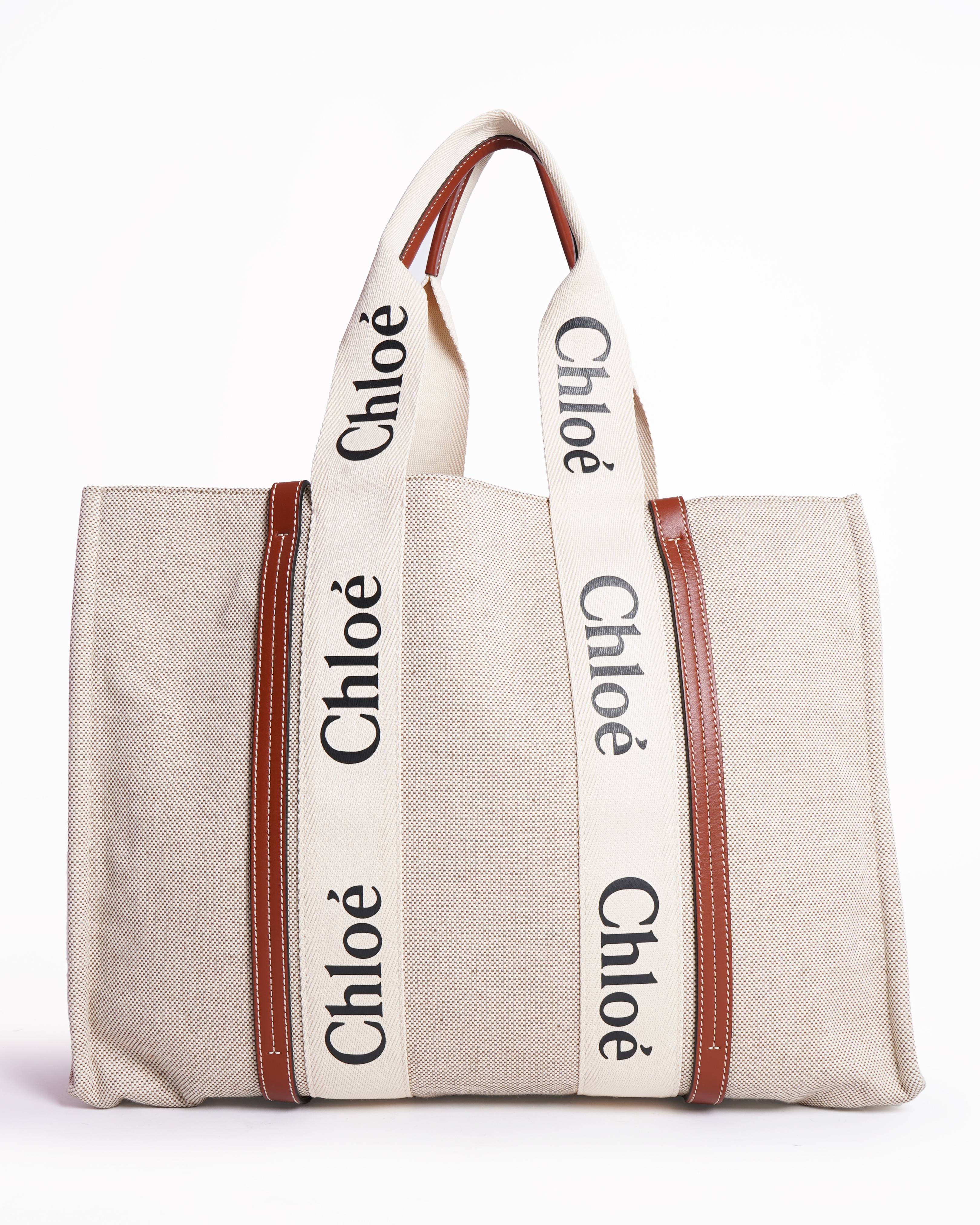 Chloé woody large canvas tote bag