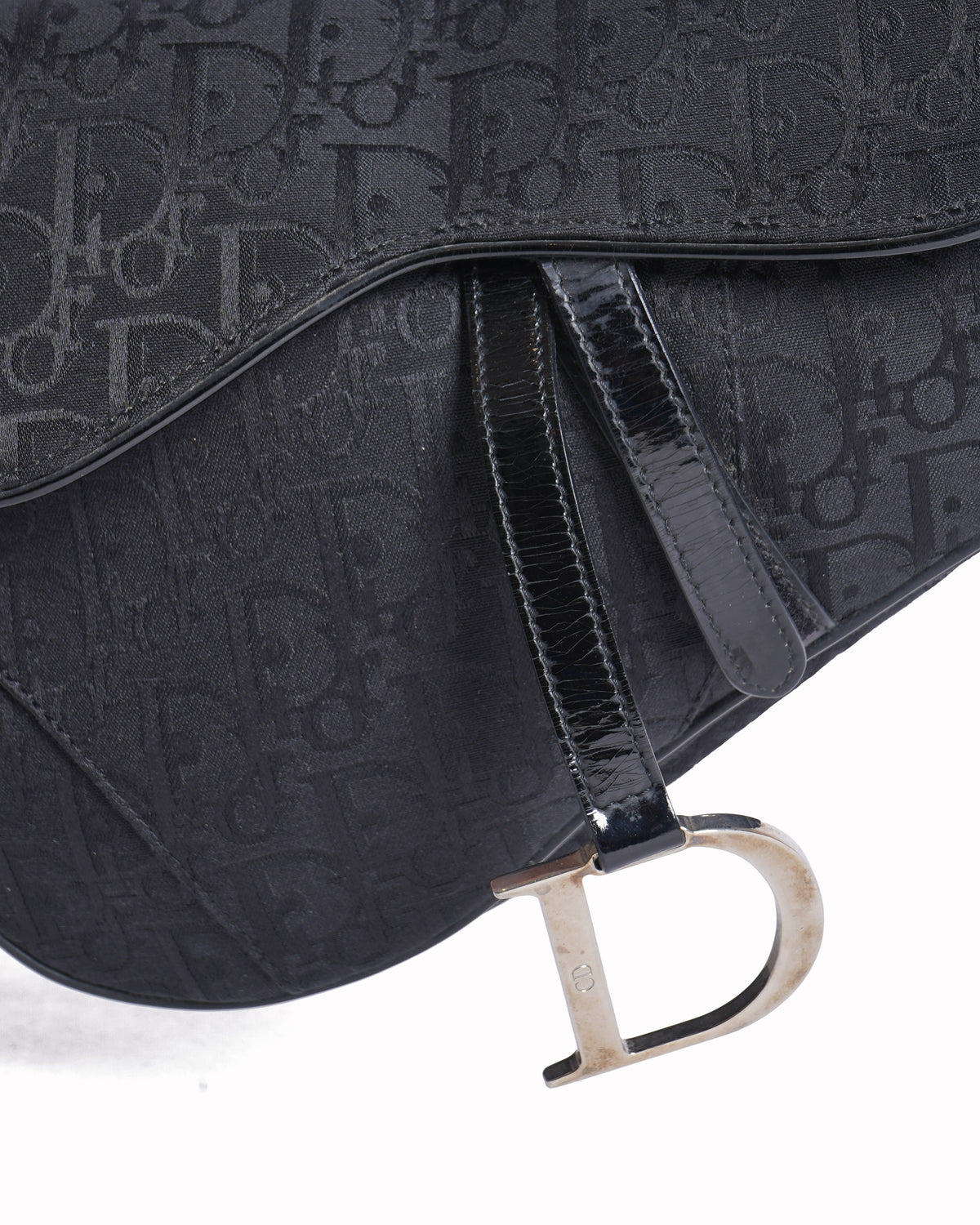 Christian dior saddle bag in black vintage signature canvas logo