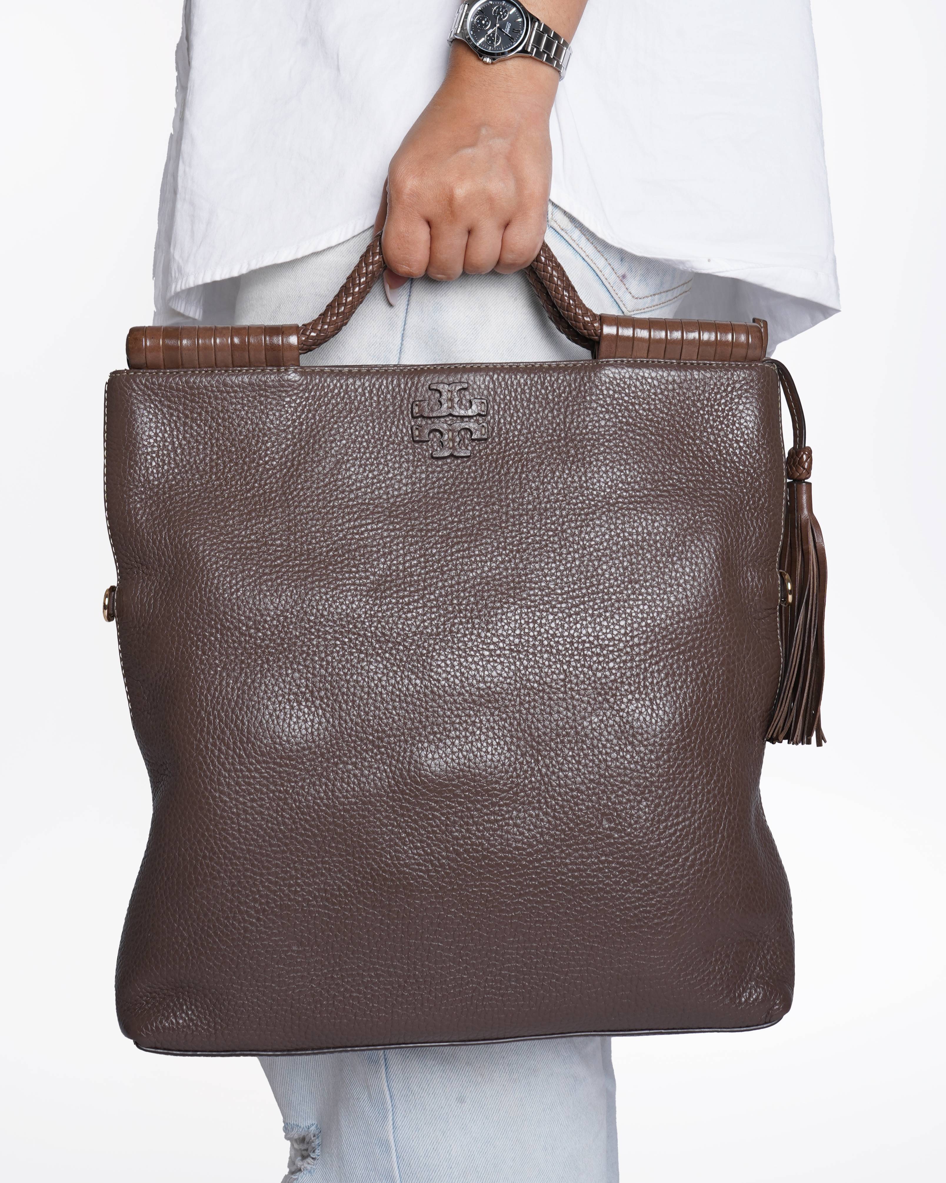 Tory burch taylor satchel tote in brown