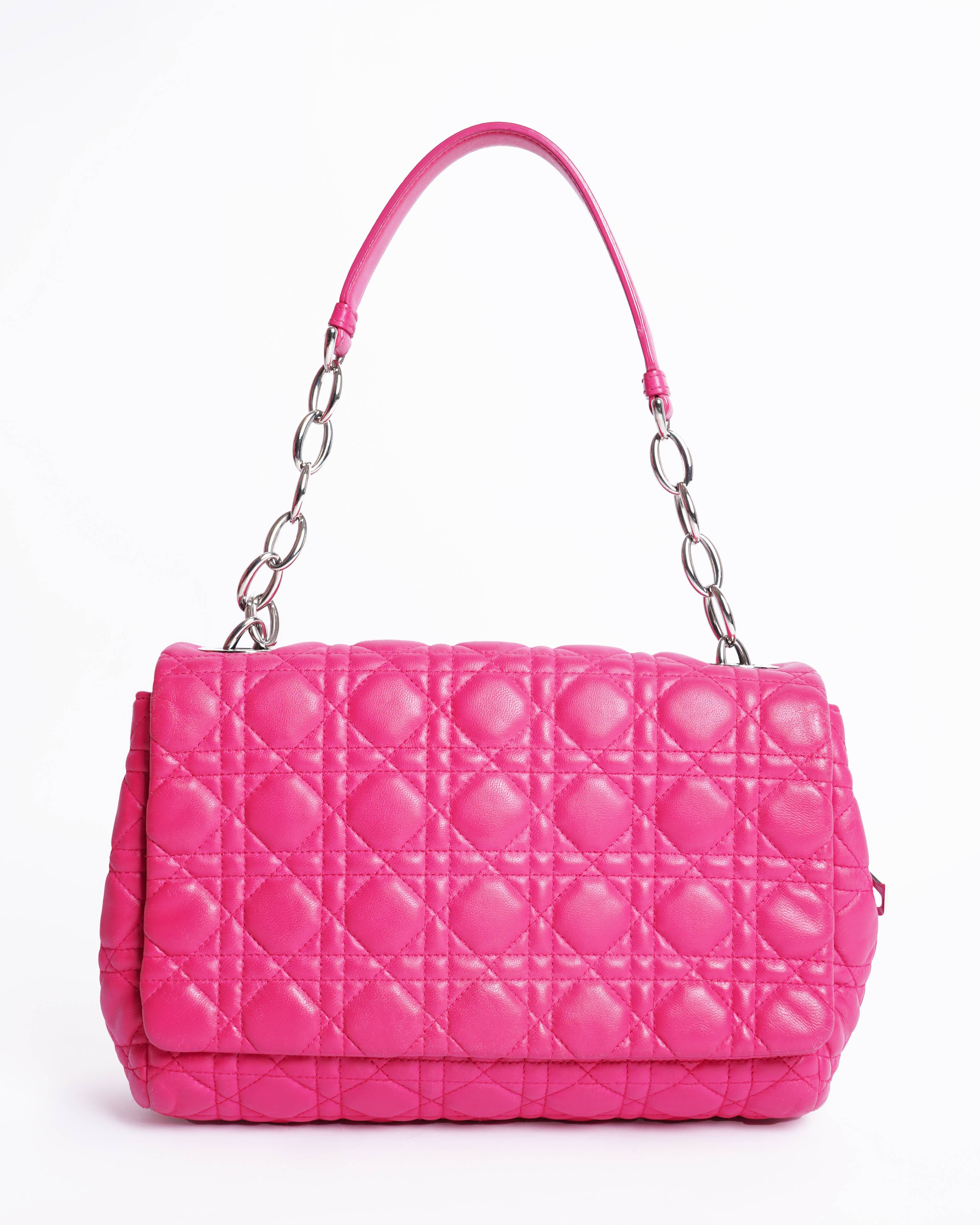 Christian Dior pink quilted cannage flap bag