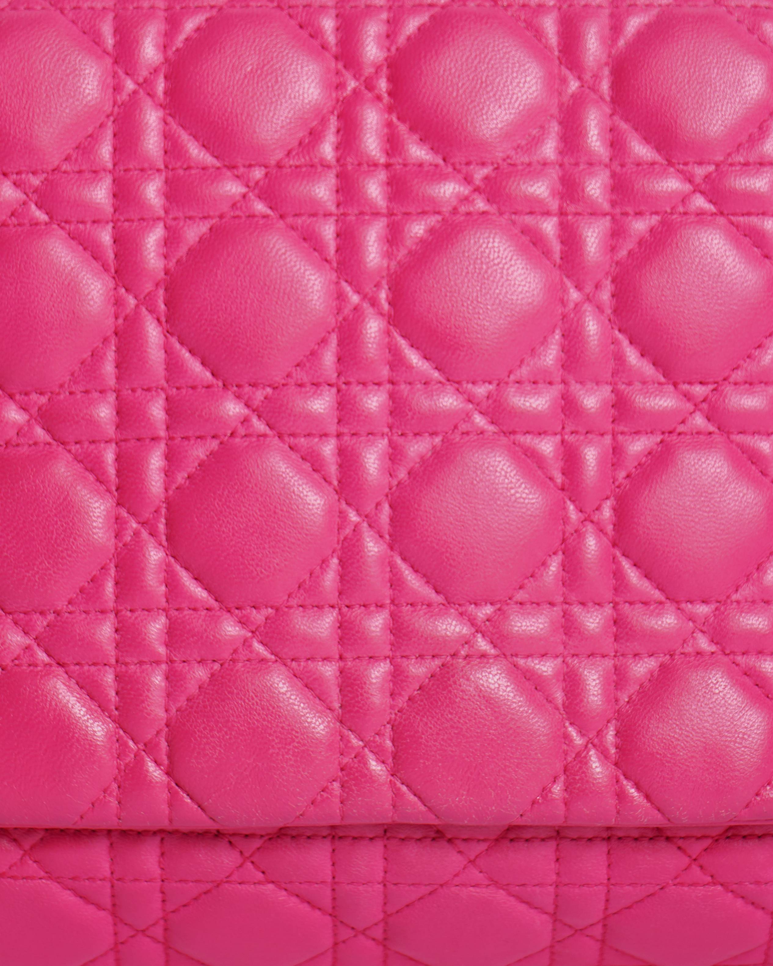 Christian Dior pink quilted cannage flap bag