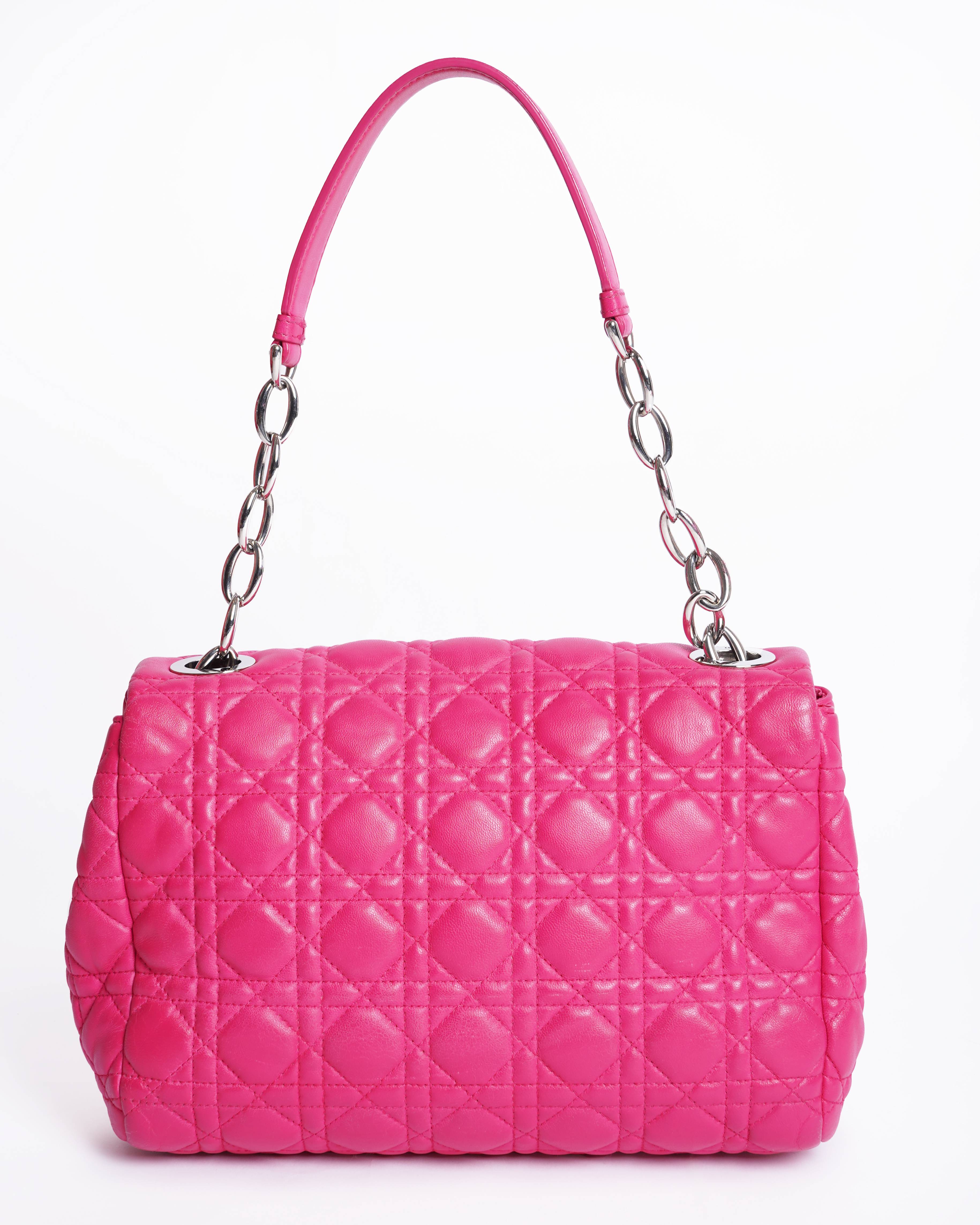 Christian Dior pink quilted cannage flap bag