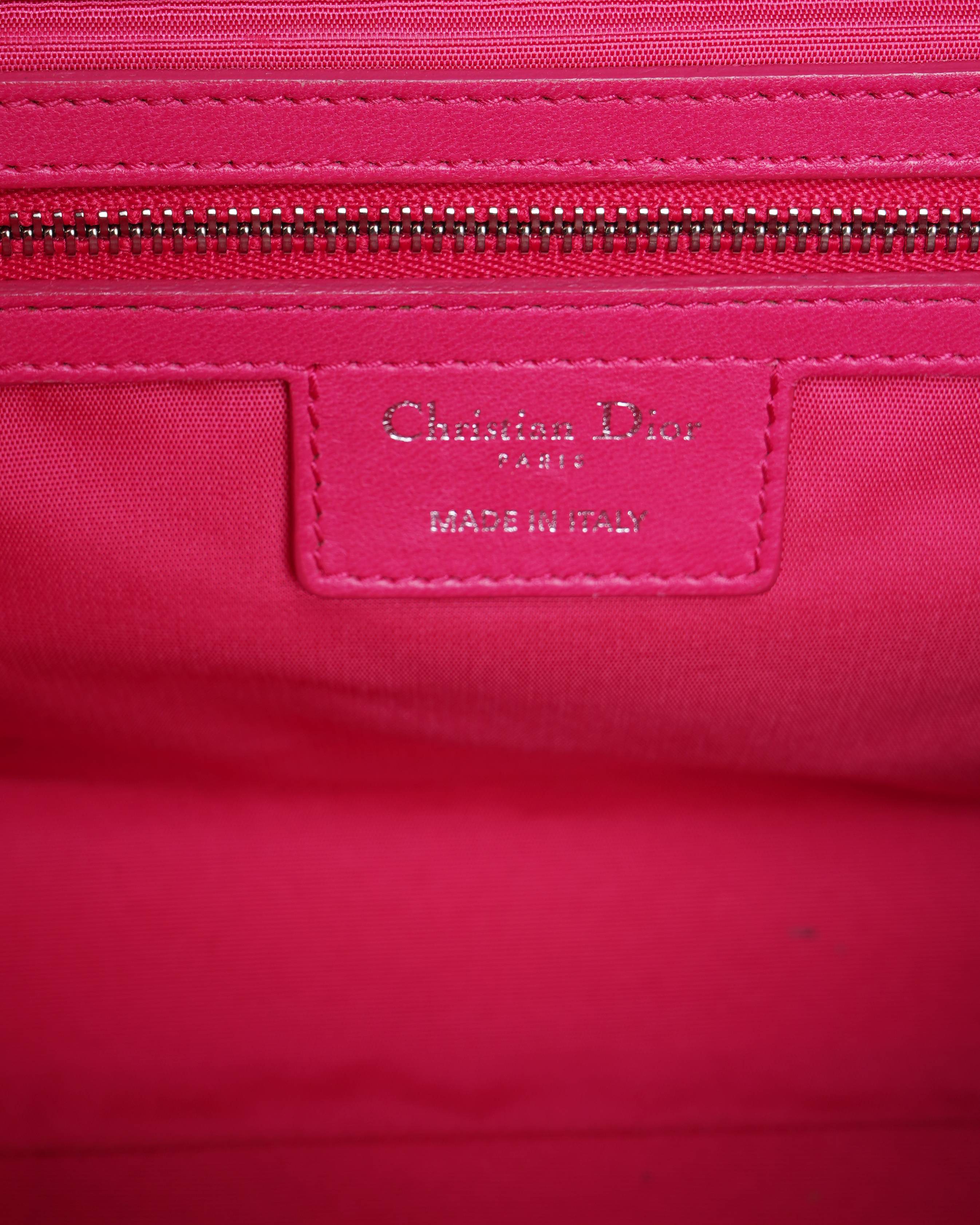 Christian Dior pink quilted cannage flap bag