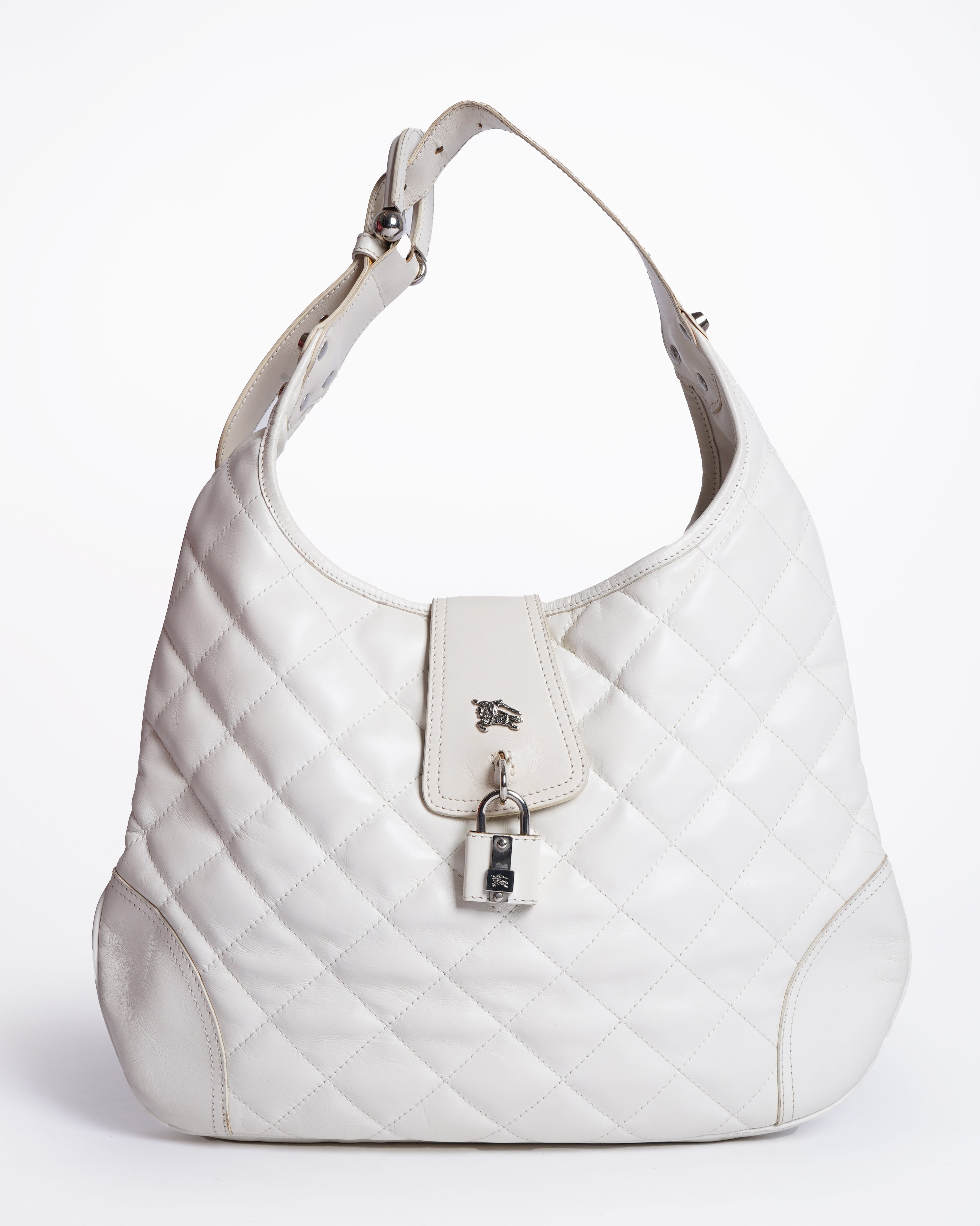 Burberry 
White quilted leather brook hobo bag