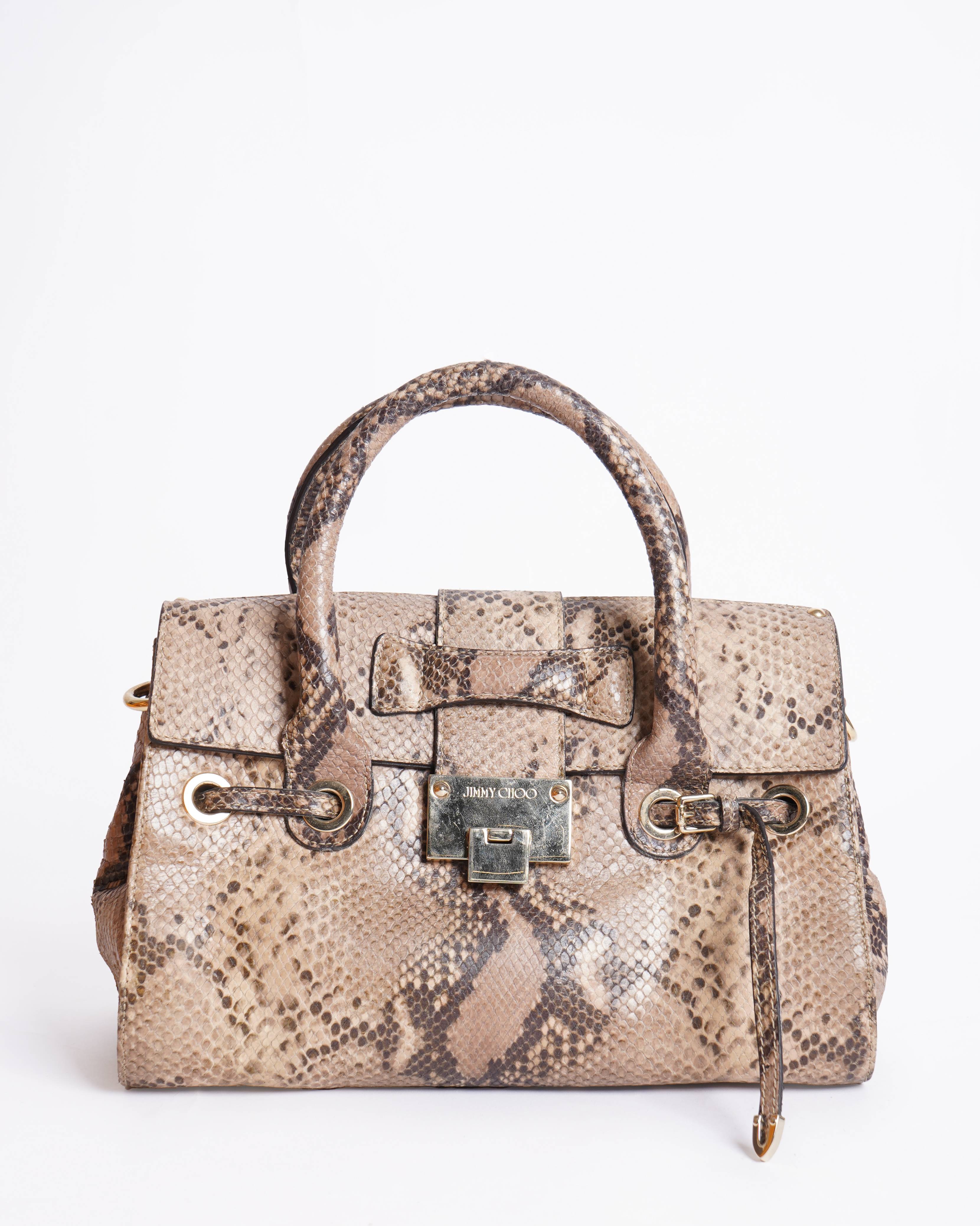 Jimmy choo rosalie python skin satchel bag