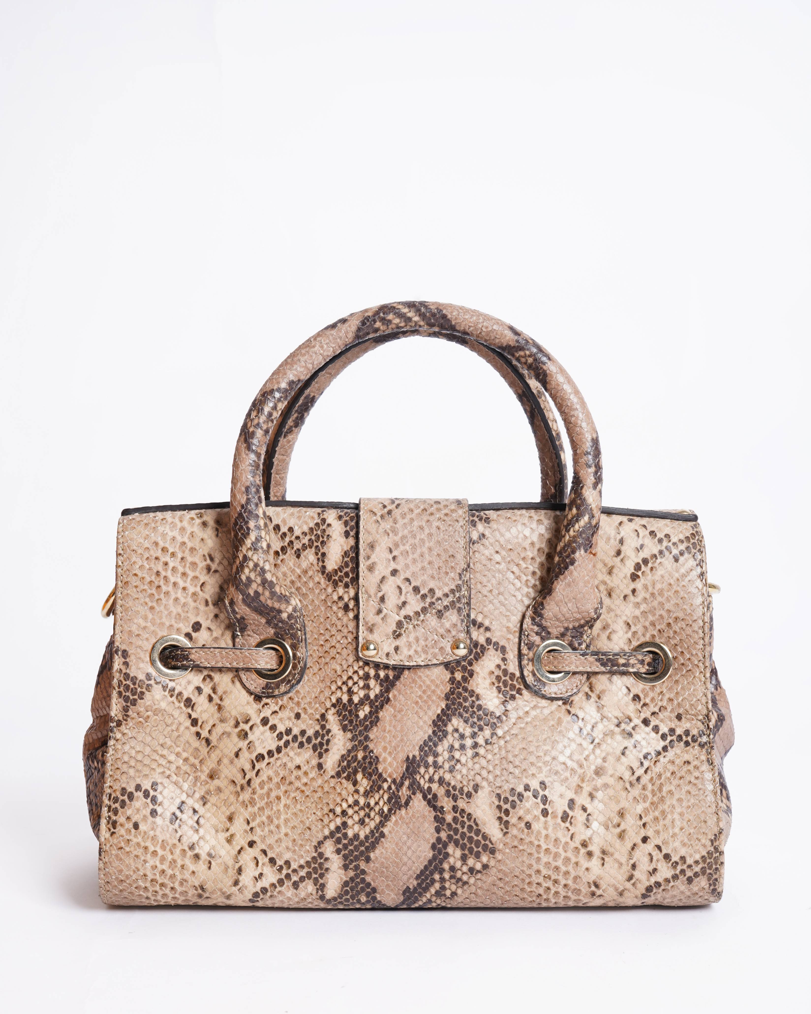 Jimmy choo rosalie python skin satchel bag