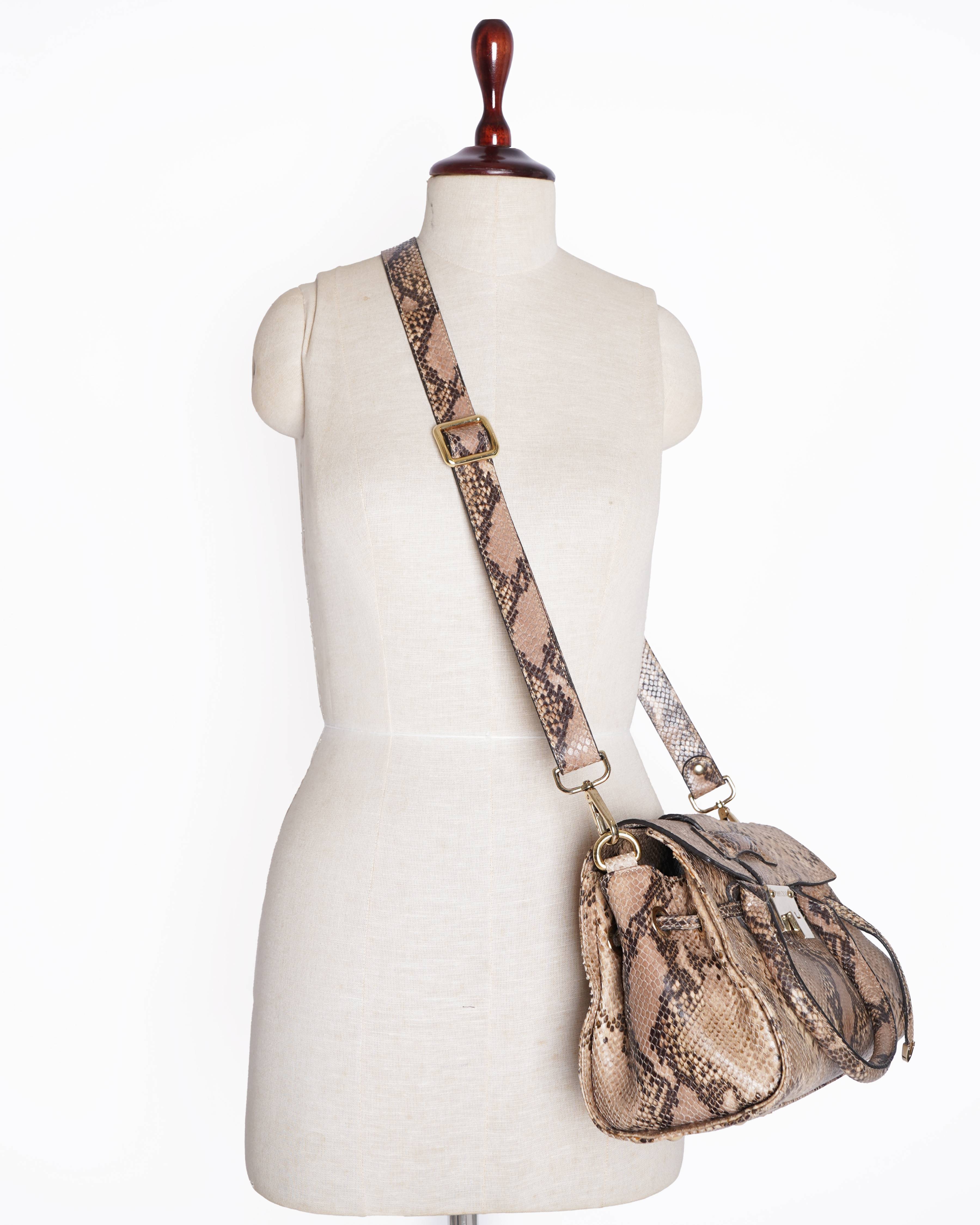 Jimmy choo rosalie python skin satchel bag
