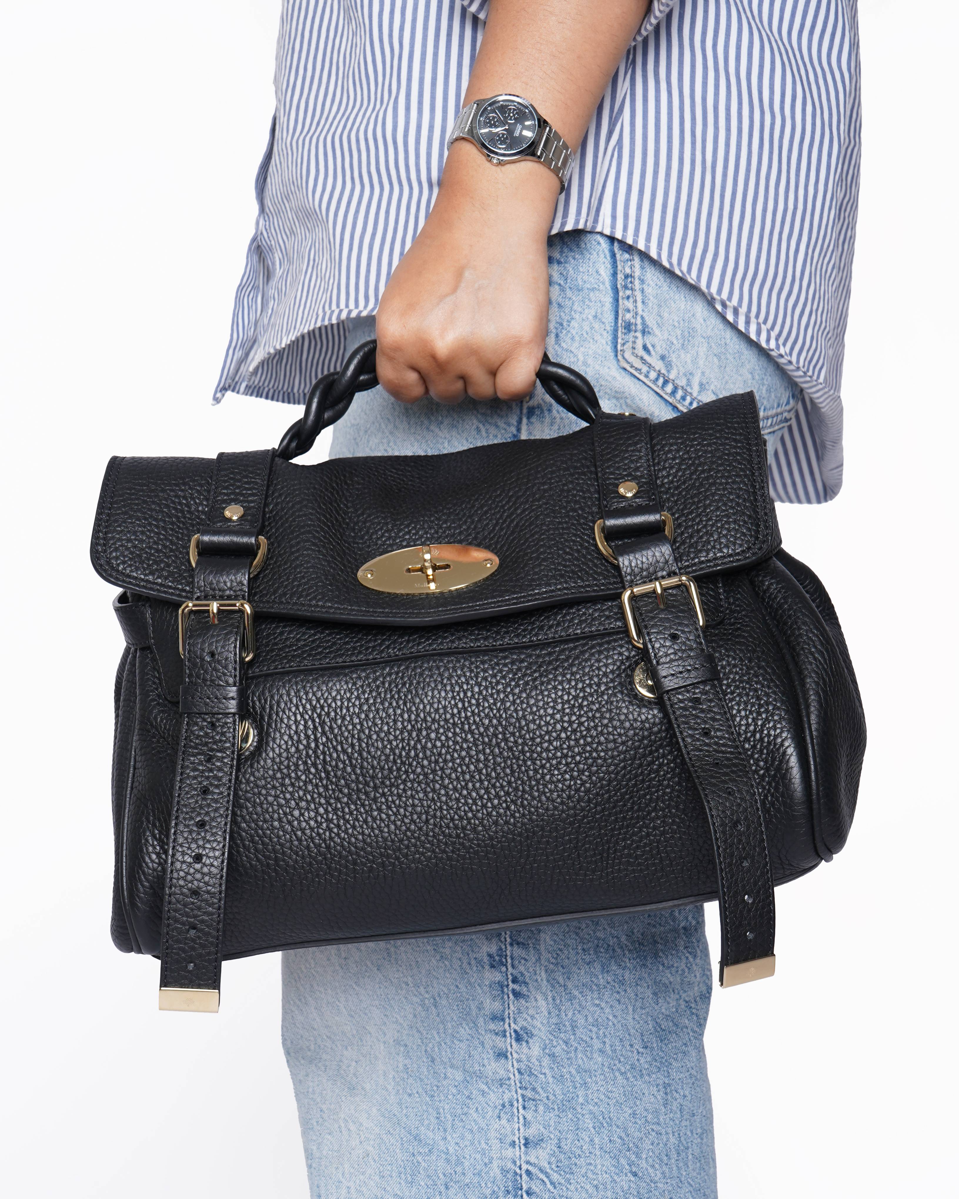 Mulberry Black Heavy Grain Alexa Satchel