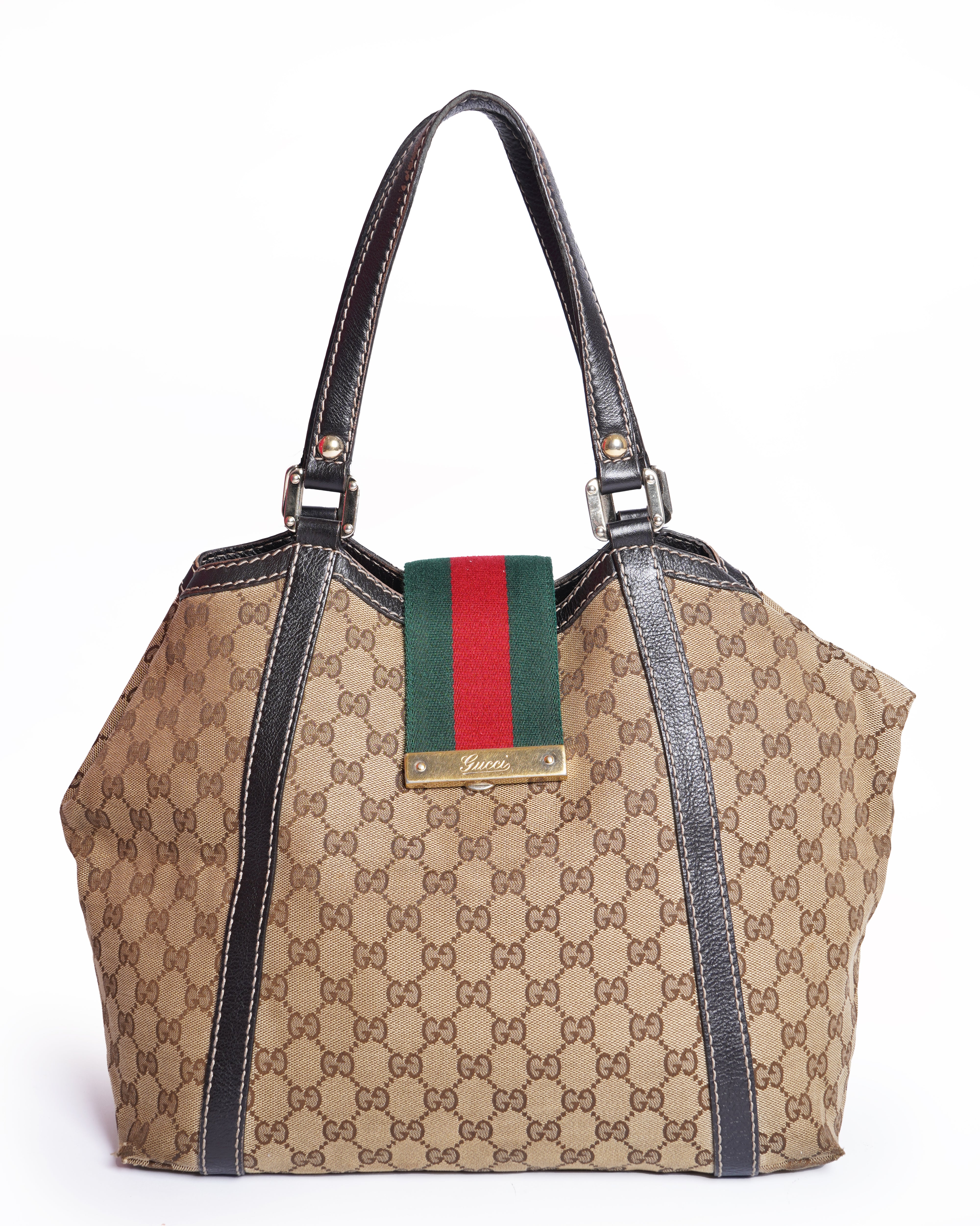 Gucci GG Canvas and Leather Medium Tote