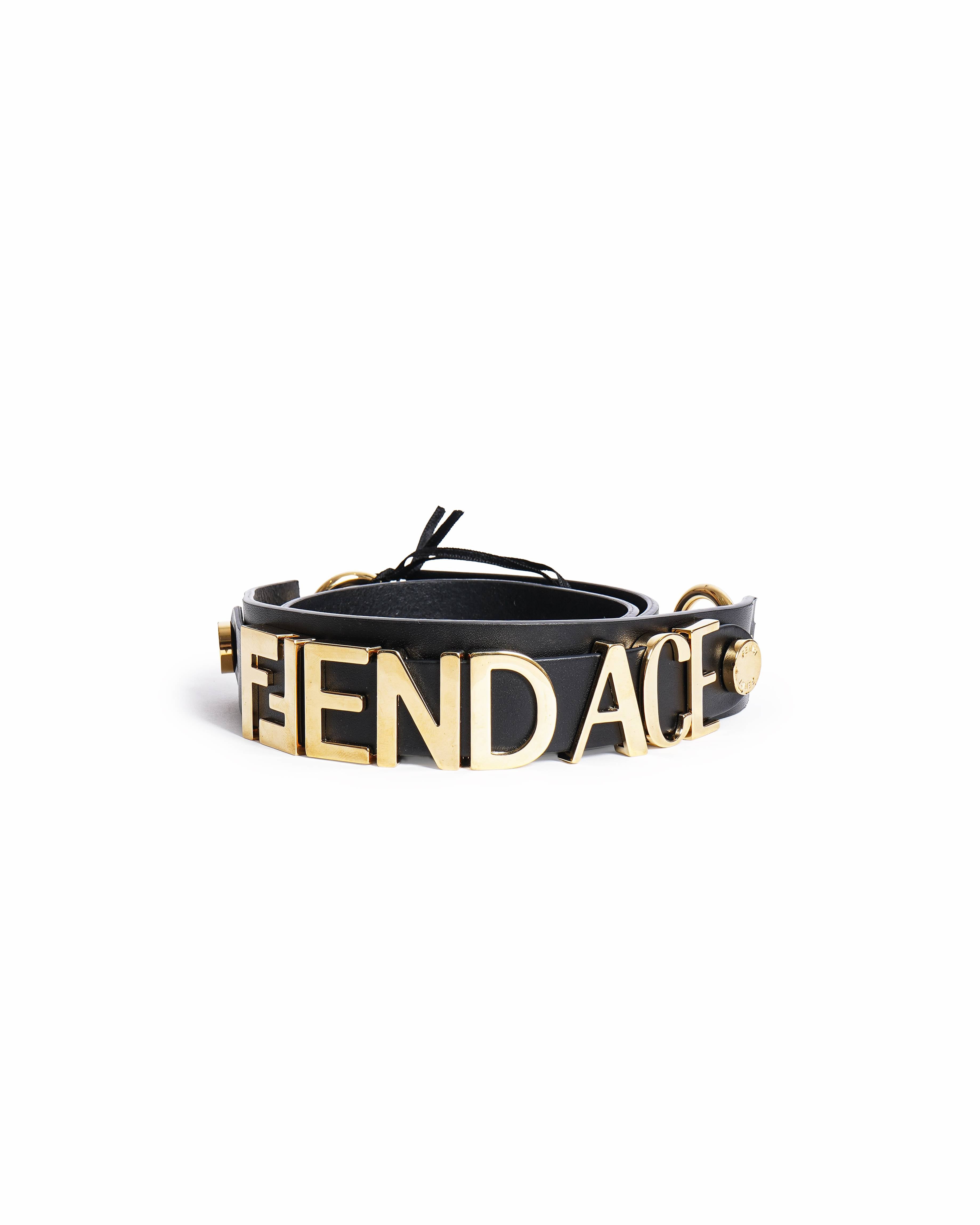 Fendi x Versace Fendace Women's Calf Leather Logo Lettering Belt