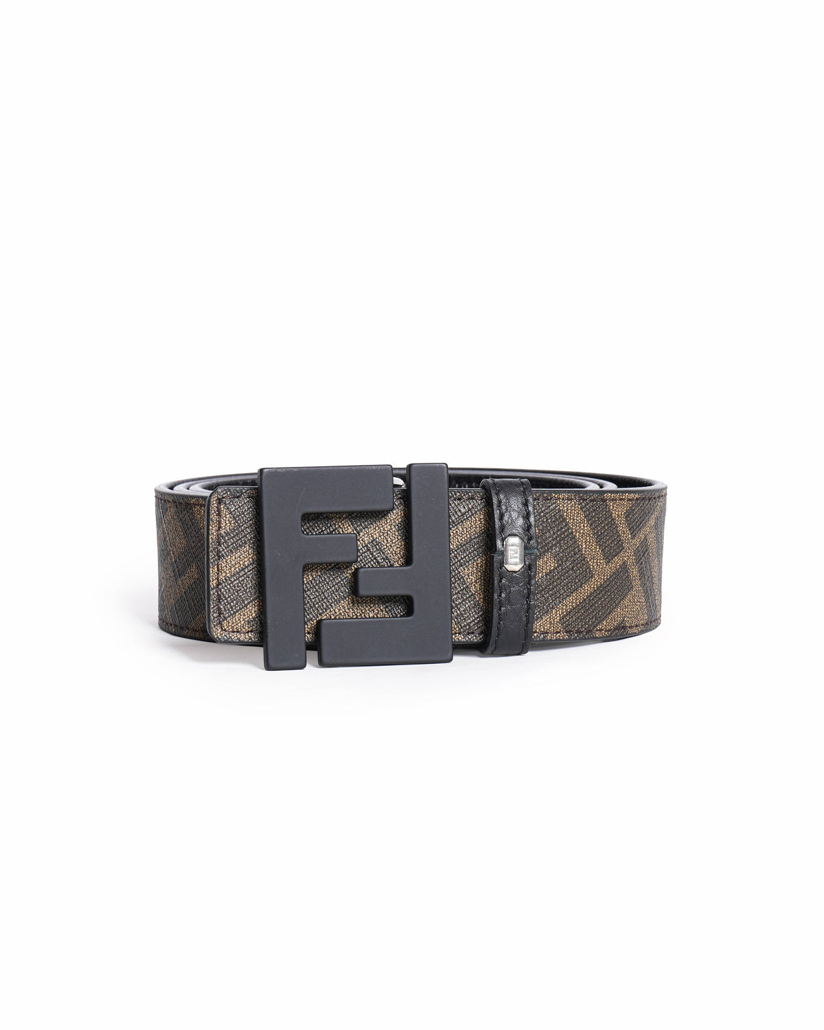 Fendi Zucca FF Logo Brown leather and Canvas reversible Women's Belt
