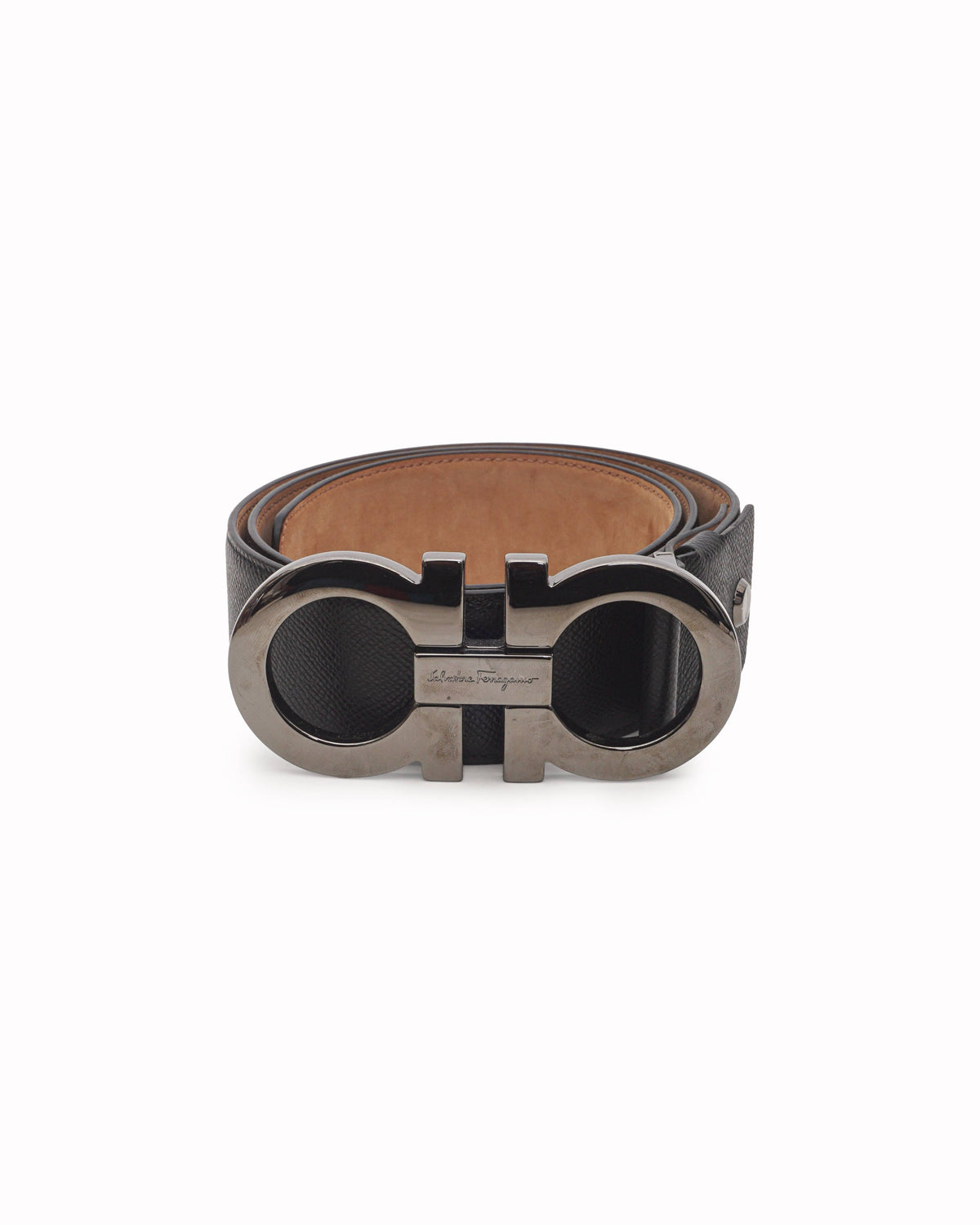 Salvatore Ferragamo Black Adjustable Gancini Leather Belt