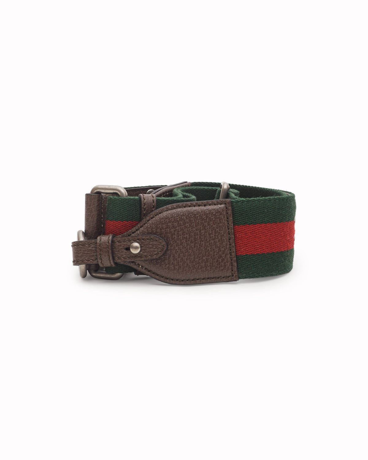 Gucci Web Stripe Green & Red Studded Logo Bag Strap