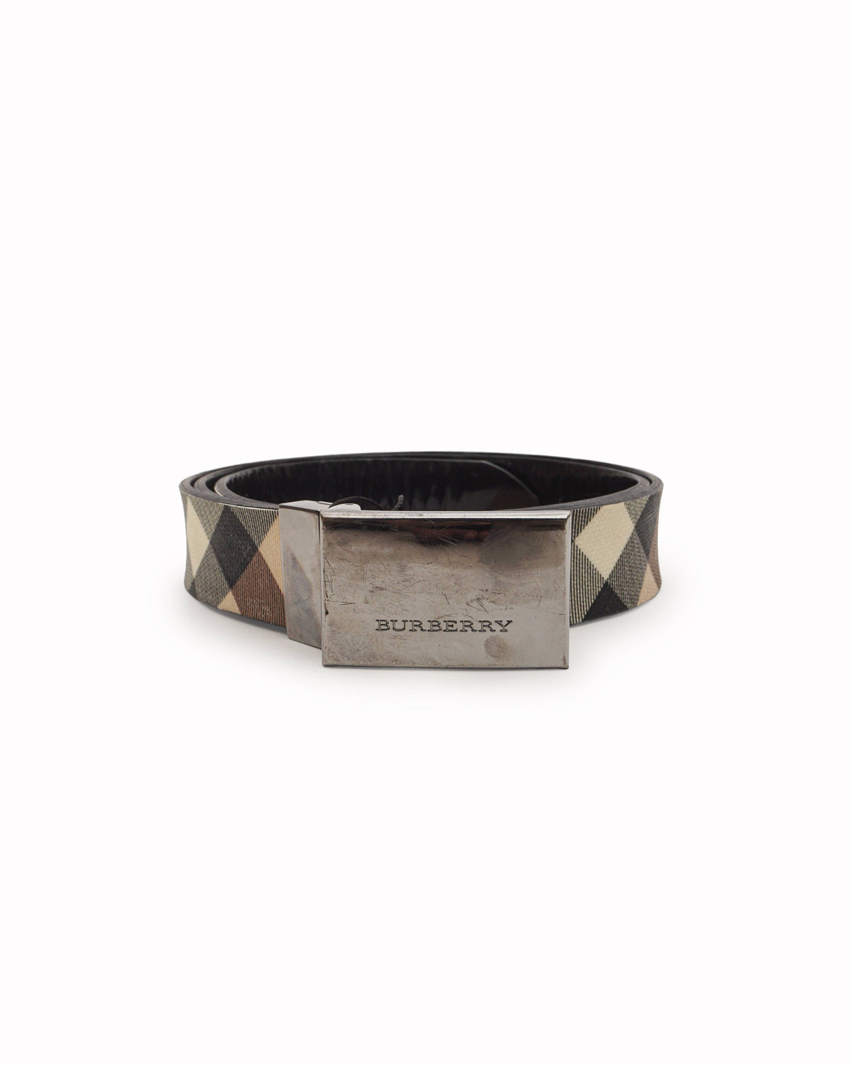 Burberry House Check Reversible Coated Leather Belt