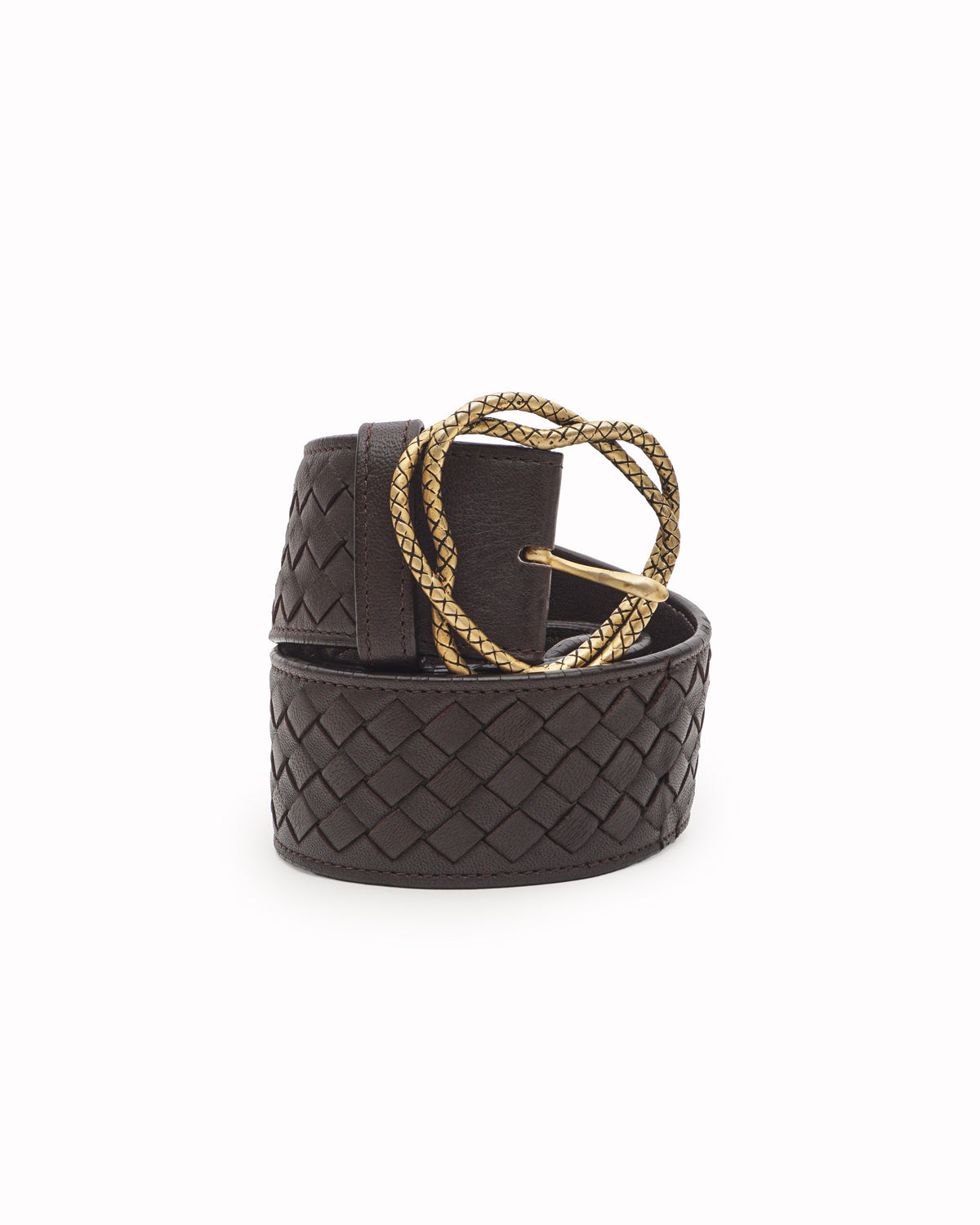 Bottega Veneta Brown Intrecciato Woven Leather Belt