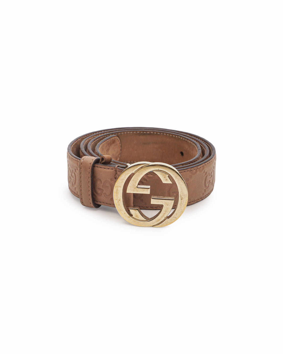 Gucci Guccissima Tan Leather Belt with Interlocking G Gold Buckle