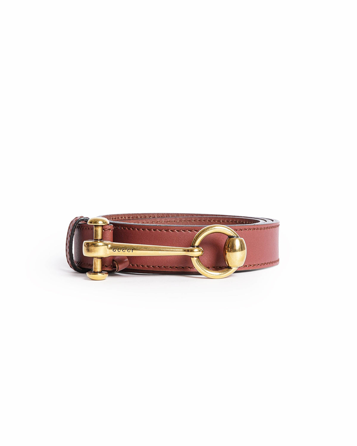Gucci Tan Leather Horsebit Skinny Belt
