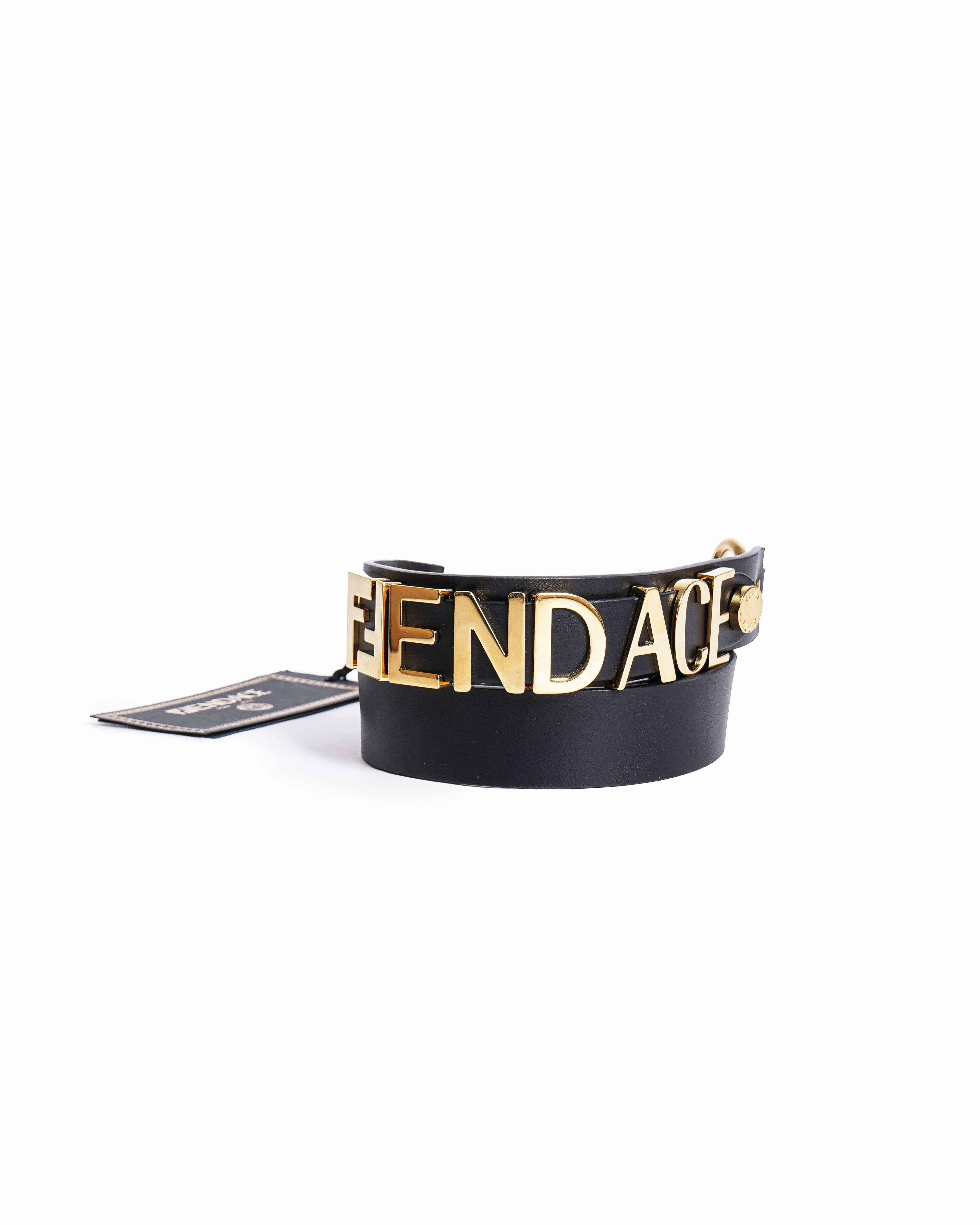 Fendi x Versace Fendace Women's Calf Leather Logo Lettering Belt