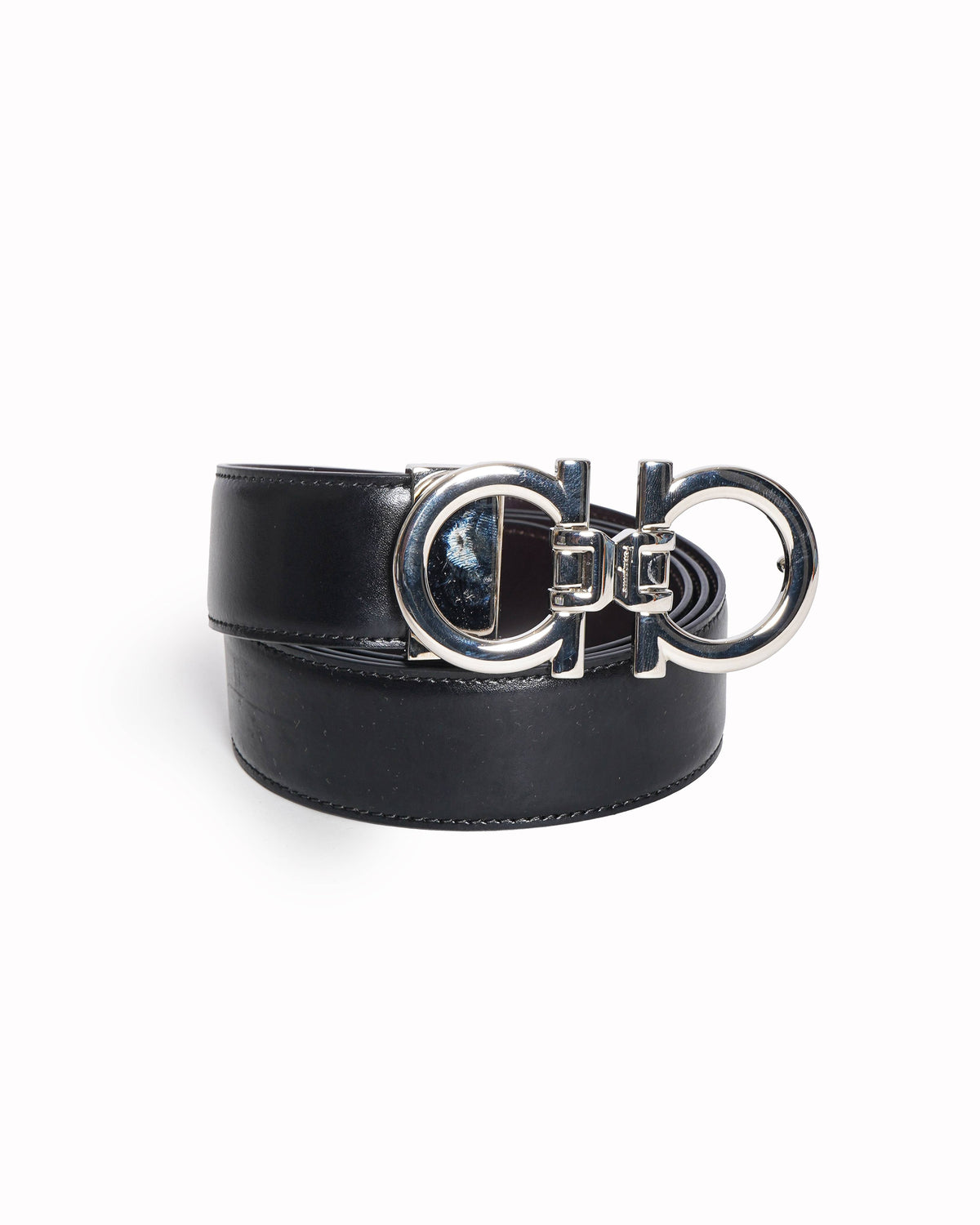 Salvatore Ferragamo Men's Black Leather Gancini Belt