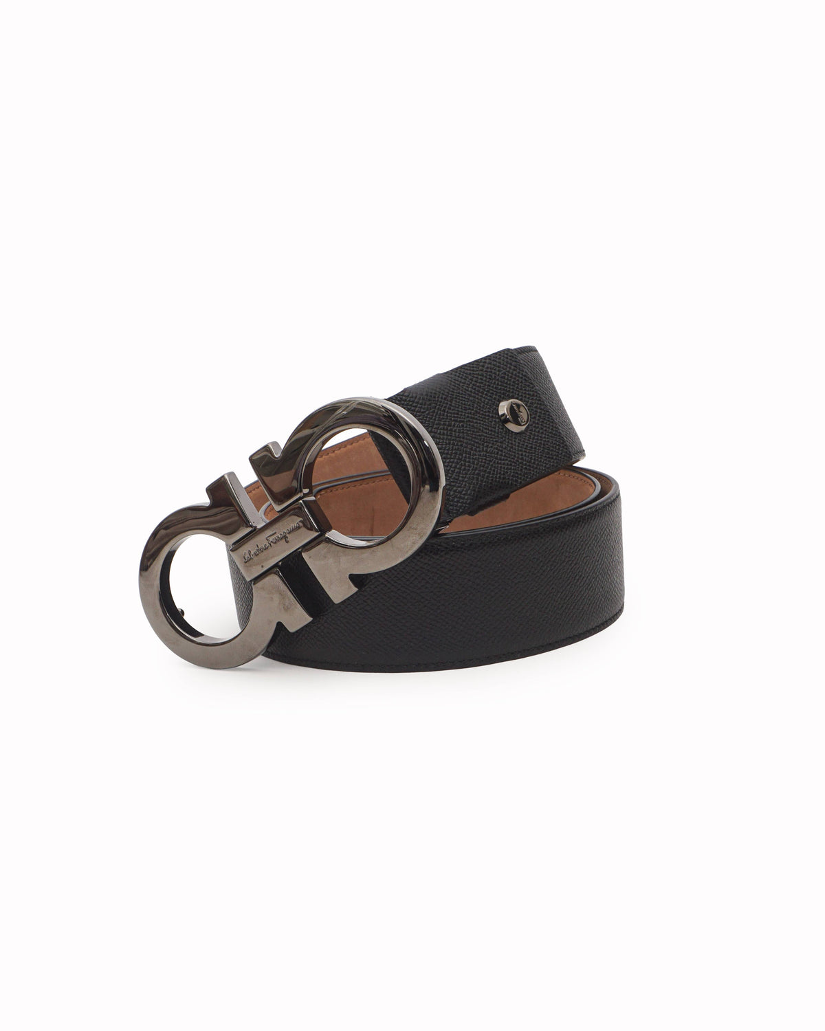 Salvatore Ferragamo Black Adjustable Gancini Leather Belt
