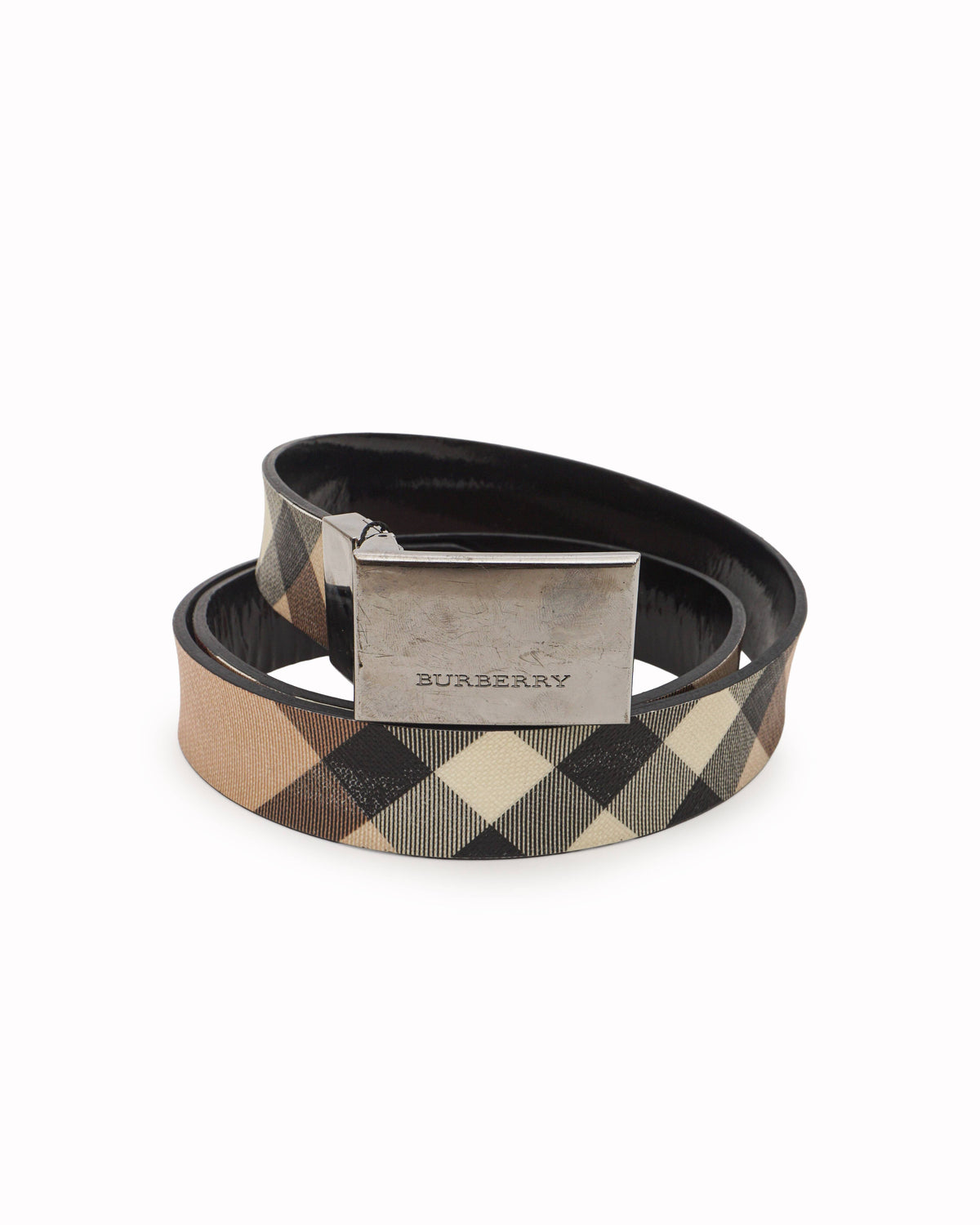 Burberry House Check Reversible Coated Leather Belt
