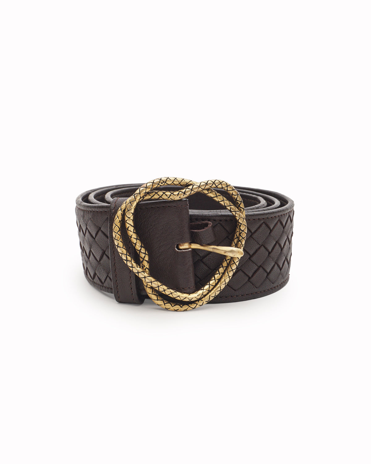 Bottega Veneta Brown Intrecciato Woven Leather Belt