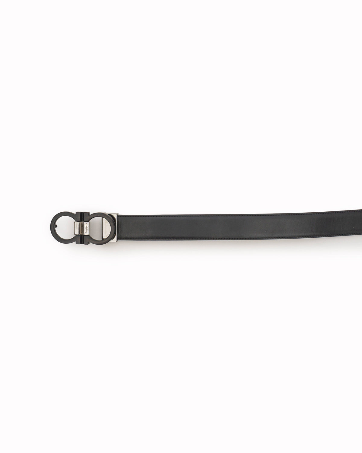 Salvatore Ferragamo Matte Black Reversible Gancini Leather Belt