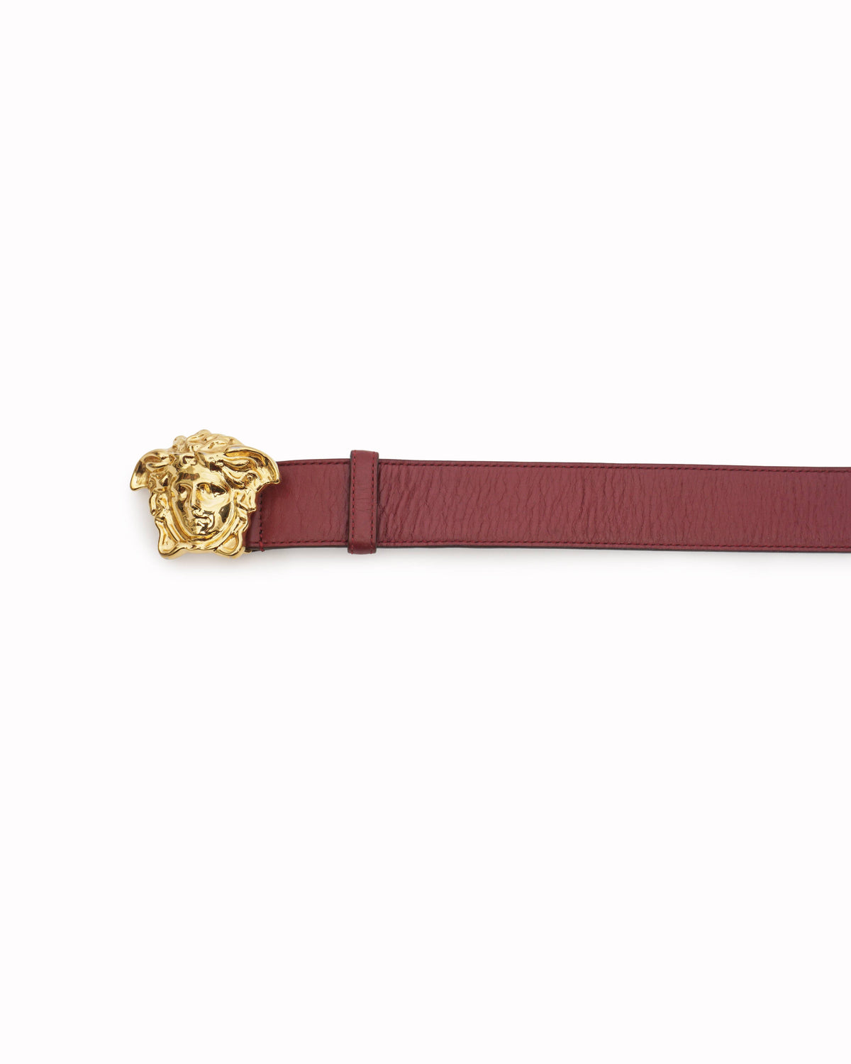 Versace Red Leather 3D Medusa Head Belt