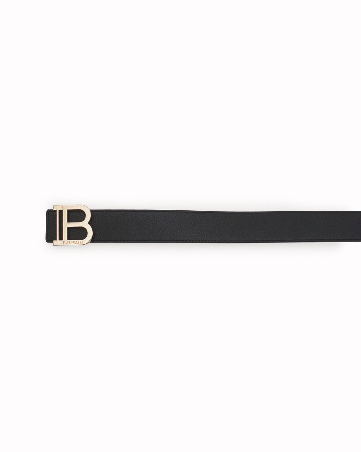 Balmain Black Grained Leather B-Belt with Gold-Tone Hardware